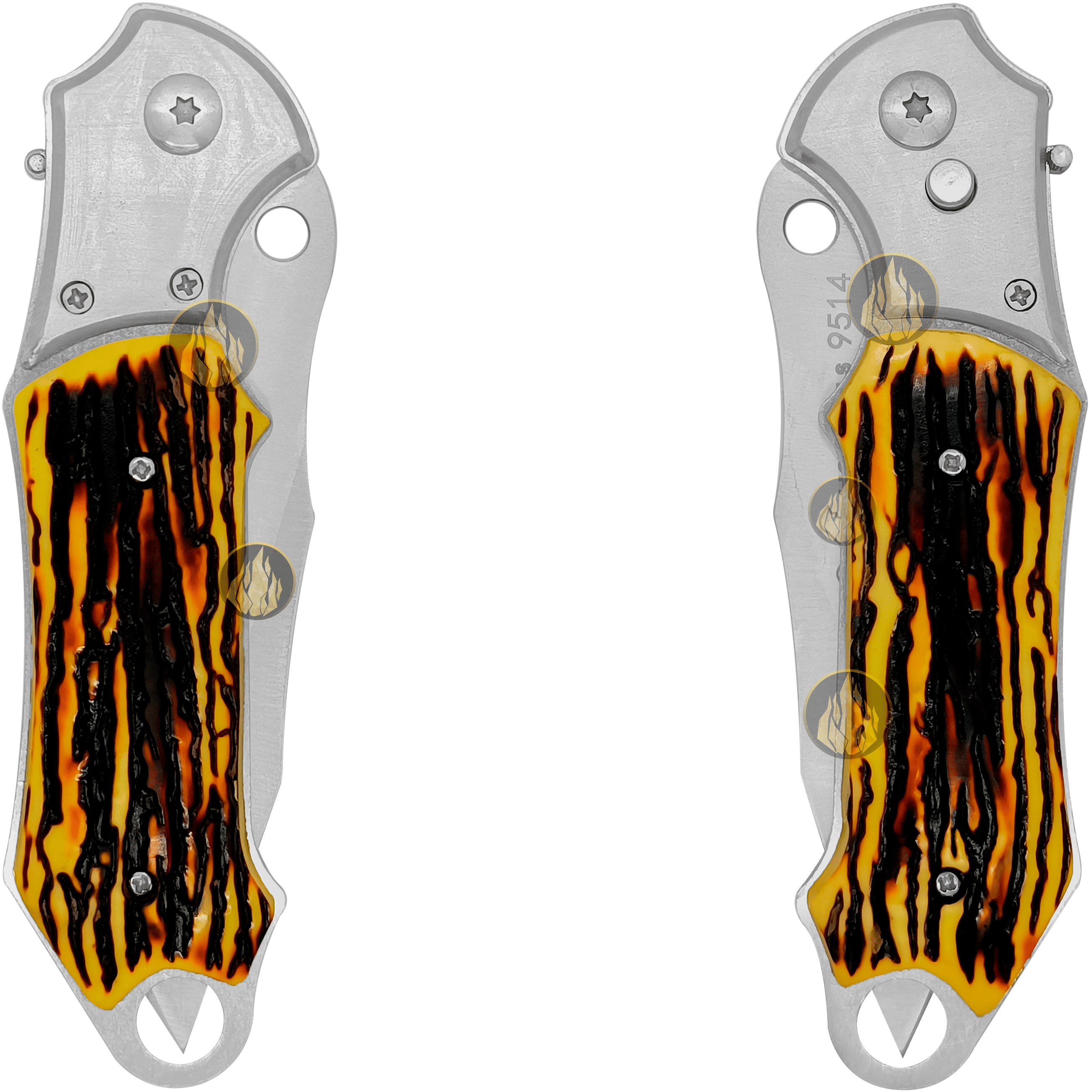 Navaja Automática Cachas Tipo Hueso Lion Tools con hoja de acero inoxidable 420, apertura automática de botón y diseño táctico de uso rudo. 9514