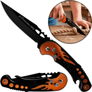 Navaja Automática De Acero Apertura De Botón Flamas