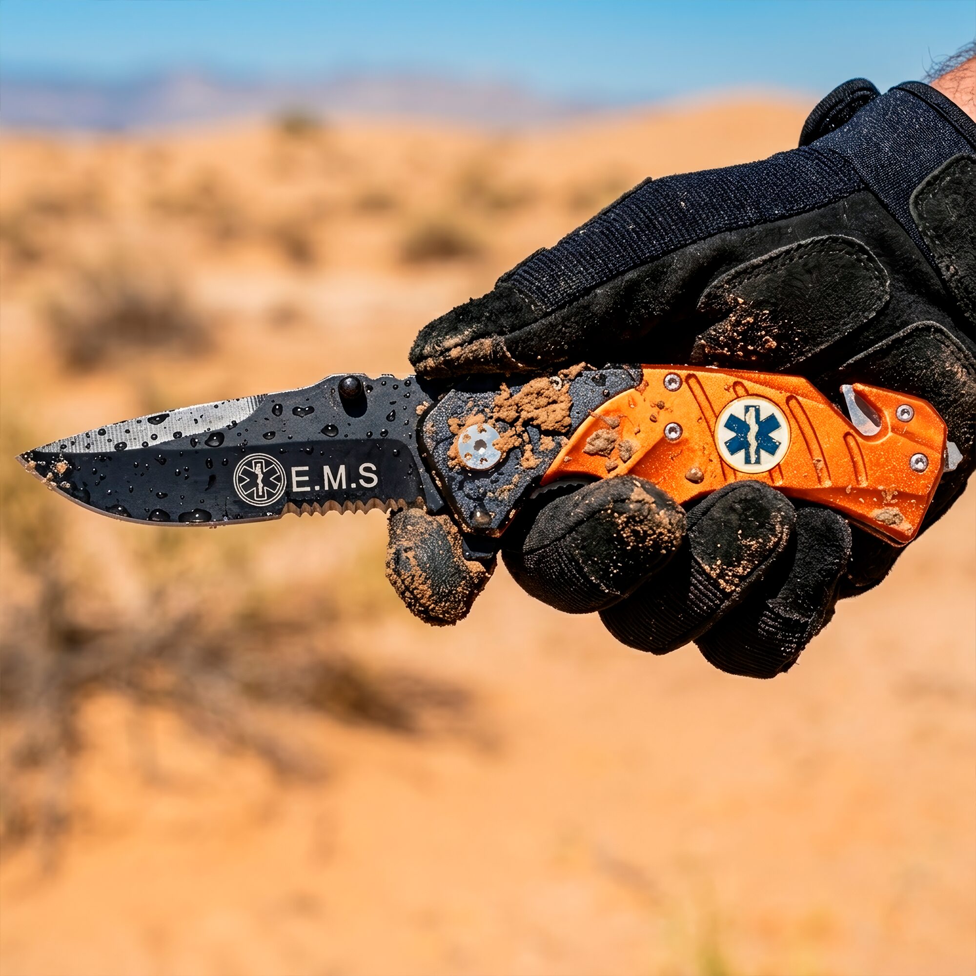 Emergencia Snake marca Snake Eye con rompe vidrios y corta cinturón de acero inoxidable Navaja Automática Emergencia Snake modelo SE-921EMS con apertura automática y clip para cinturón