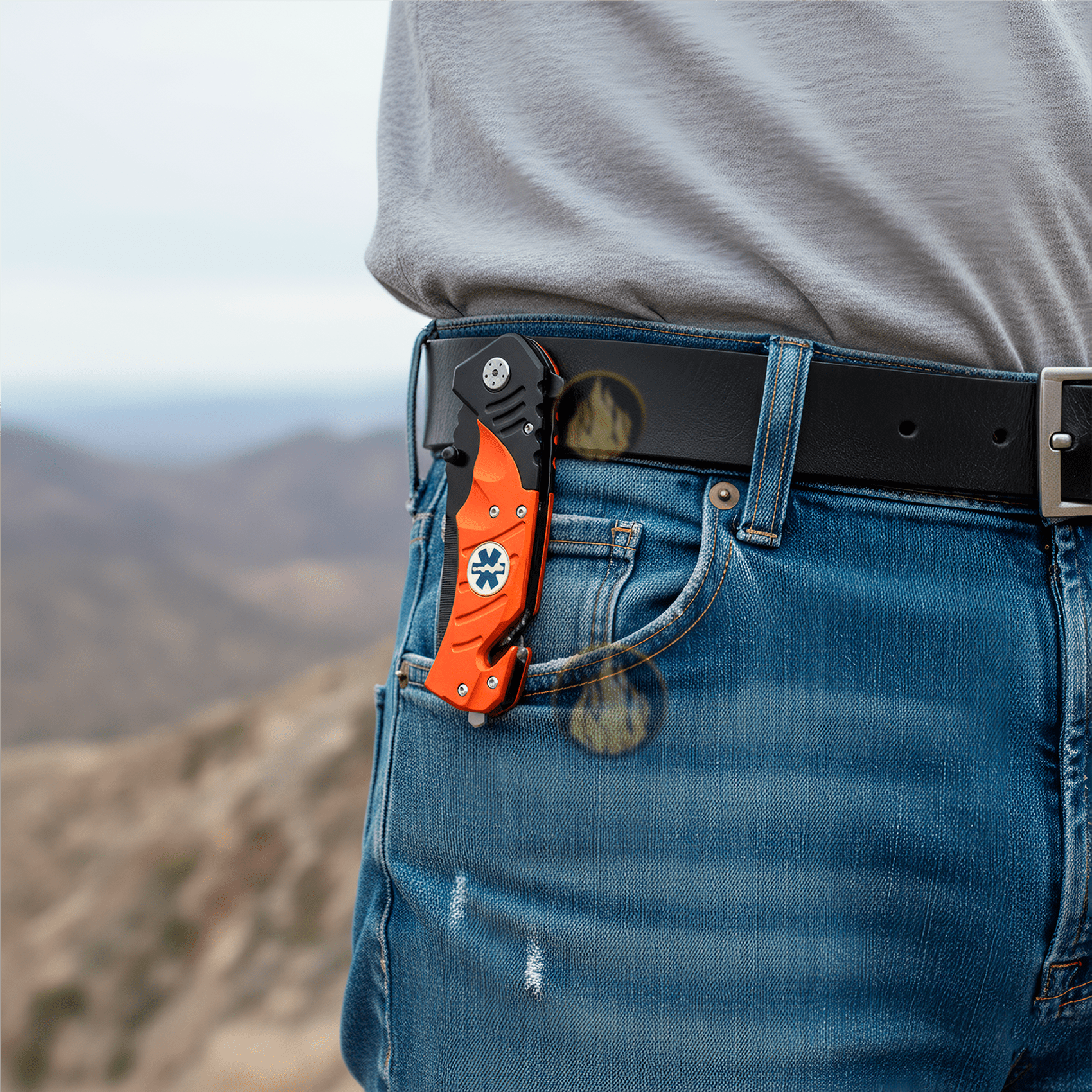 Emergencia Snake marca Snake Eye con rompe vidrios y corta cinturón de acero inoxidable Navaja Automática Emergencia Snake modelo SE-921EMS con apertura automática y clip para cinturón