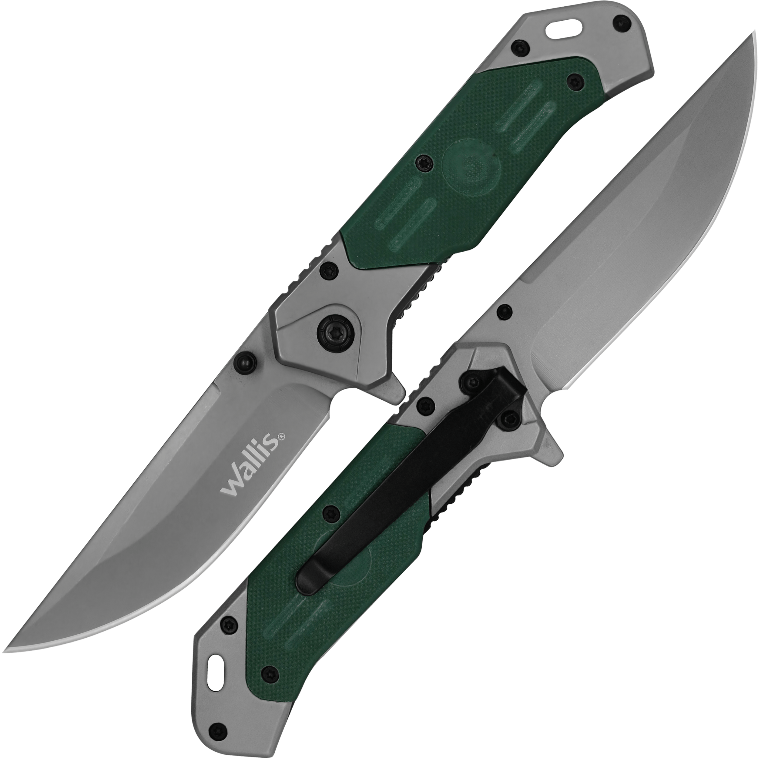 Navaja Automatica G10 Wallis con apertura rápida, acero inoxidable 3CR13 y clip. Ideal para uso rudo, EDC, camping y trabajo diario.