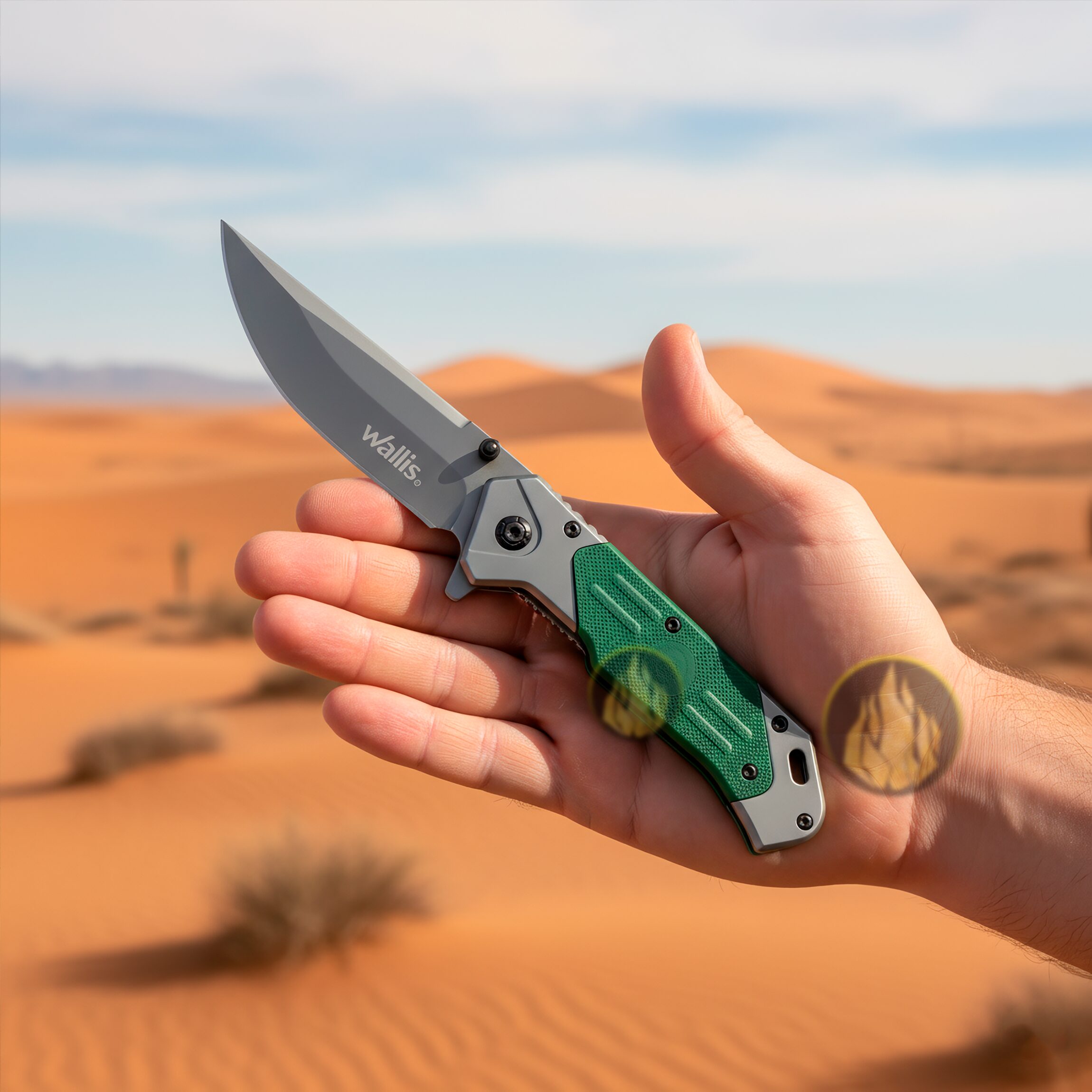 Navaja Automatica G10 Wallis con apertura rápida, acero inoxidable 3CR13 y clip. Ideal para uso rudo, EDC, camping y trabajo diario.