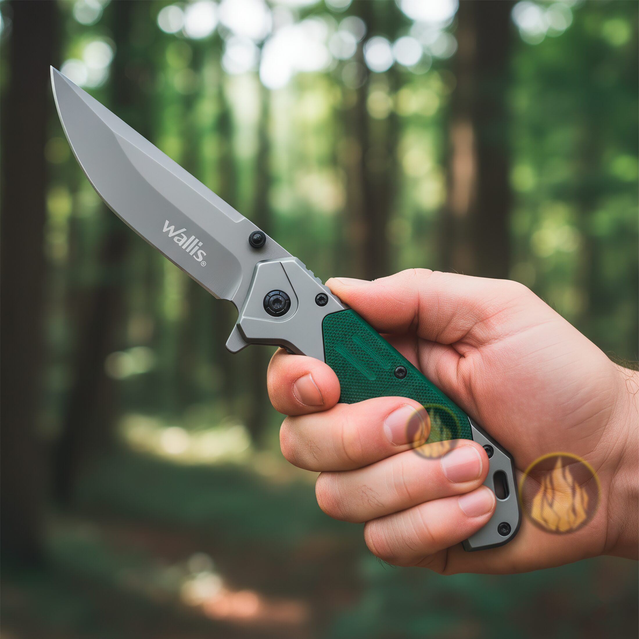 Navaja Automatica G10 Wallis con apertura rápida, acero inoxidable 3CR13 y clip. Ideal para uso rudo, EDC, camping y trabajo diario.