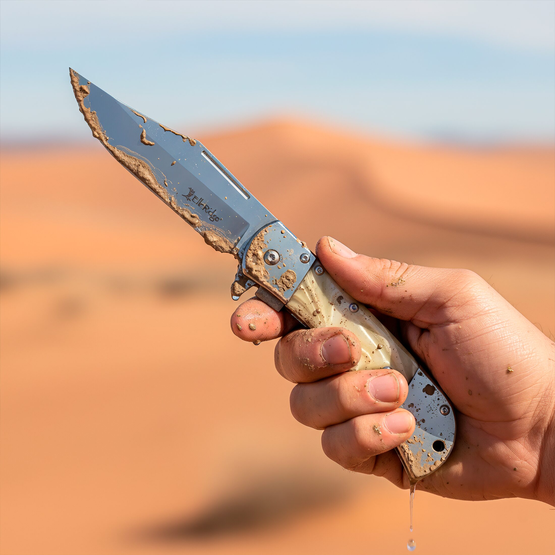 Navaja Automatica Premium Elk Ridge modelo ER-A009WP con hoja de acero inoxidable y cachas de perla blanca