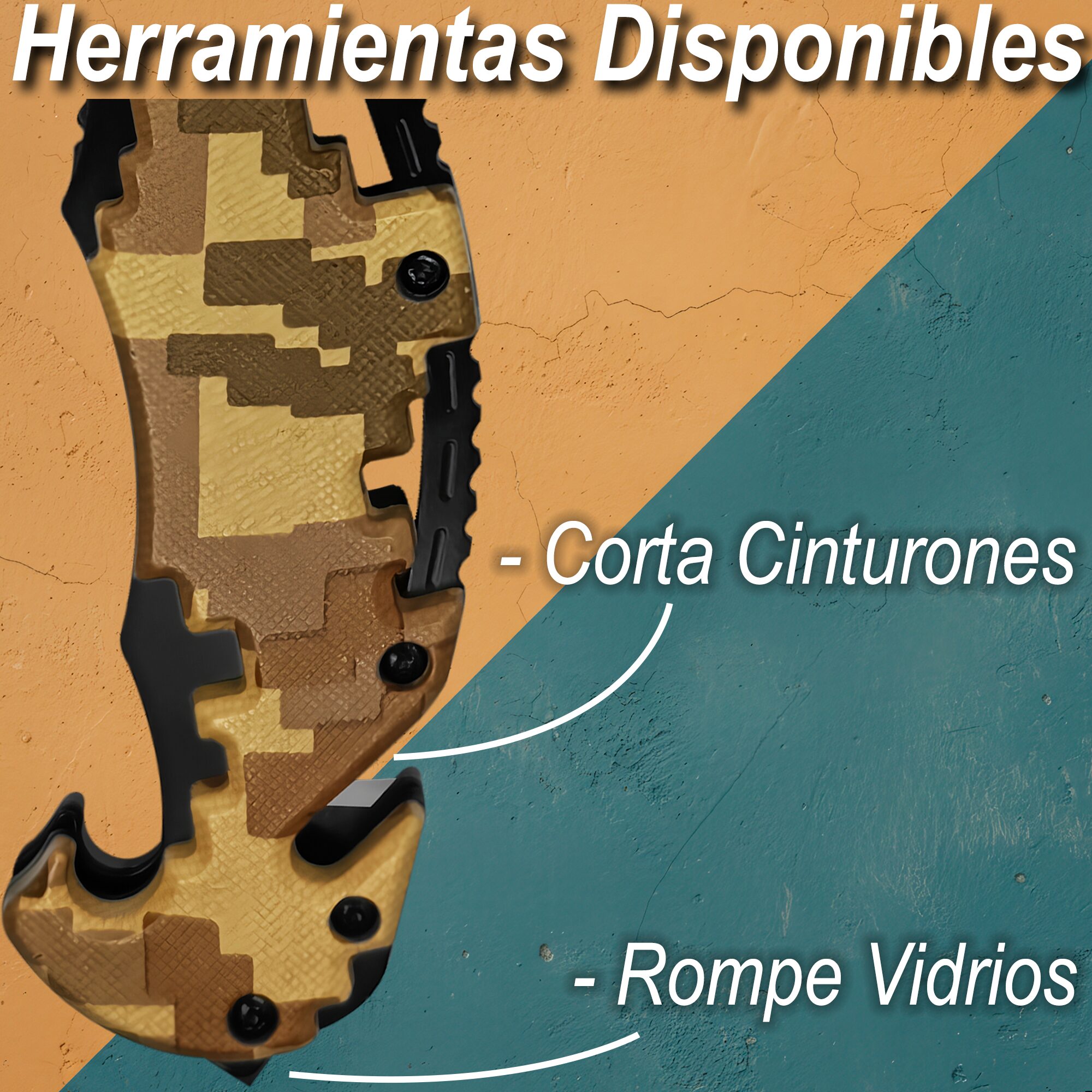 Navaja Automatica Emergencia Táctica marca Lion Tools modelo 9462 con apertura automática, hoja lisa y sierra para uso táctico y supervivencia.