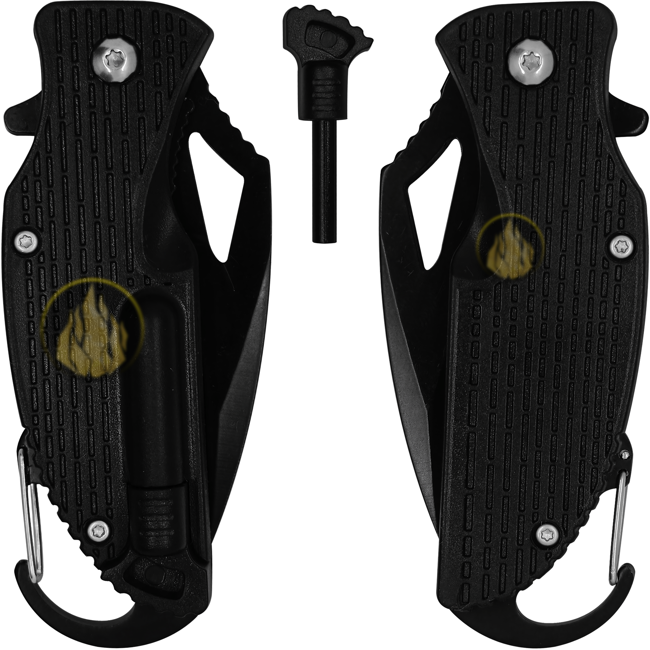 Navaja Automática Táctica Supervivencia Master USA con pedernal y hoja de acero inoxidable para emergencia Navaja Automática Táctica Supervivencia marca Master USA modelo MU-A027BK con bandola para colgar