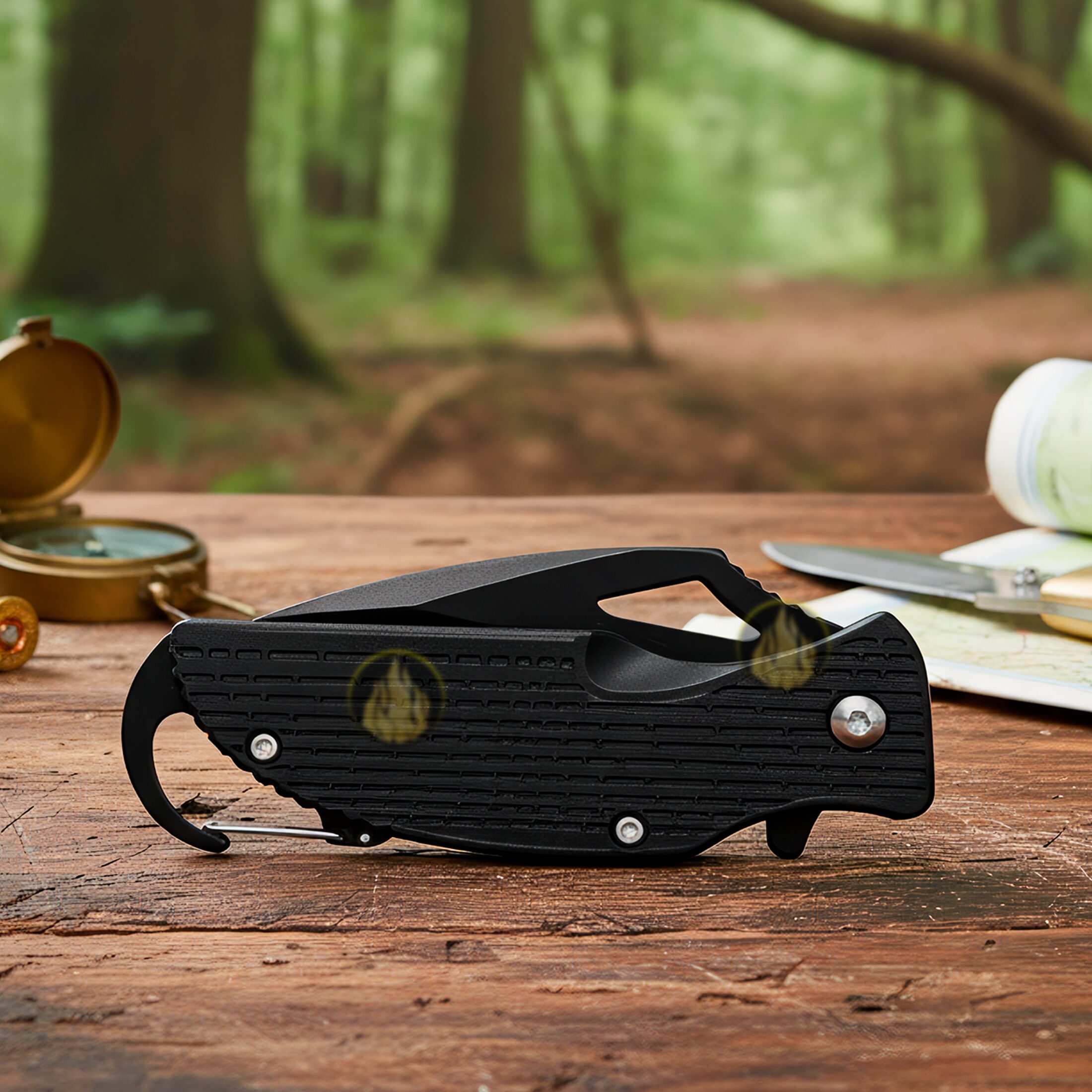 Navaja Automática Táctica Supervivencia Master USA con pedernal y hoja de acero inoxidable para emergencia Navaja Automática Táctica Supervivencia marca Master USA modelo MU-A027BK con bandola para colgar