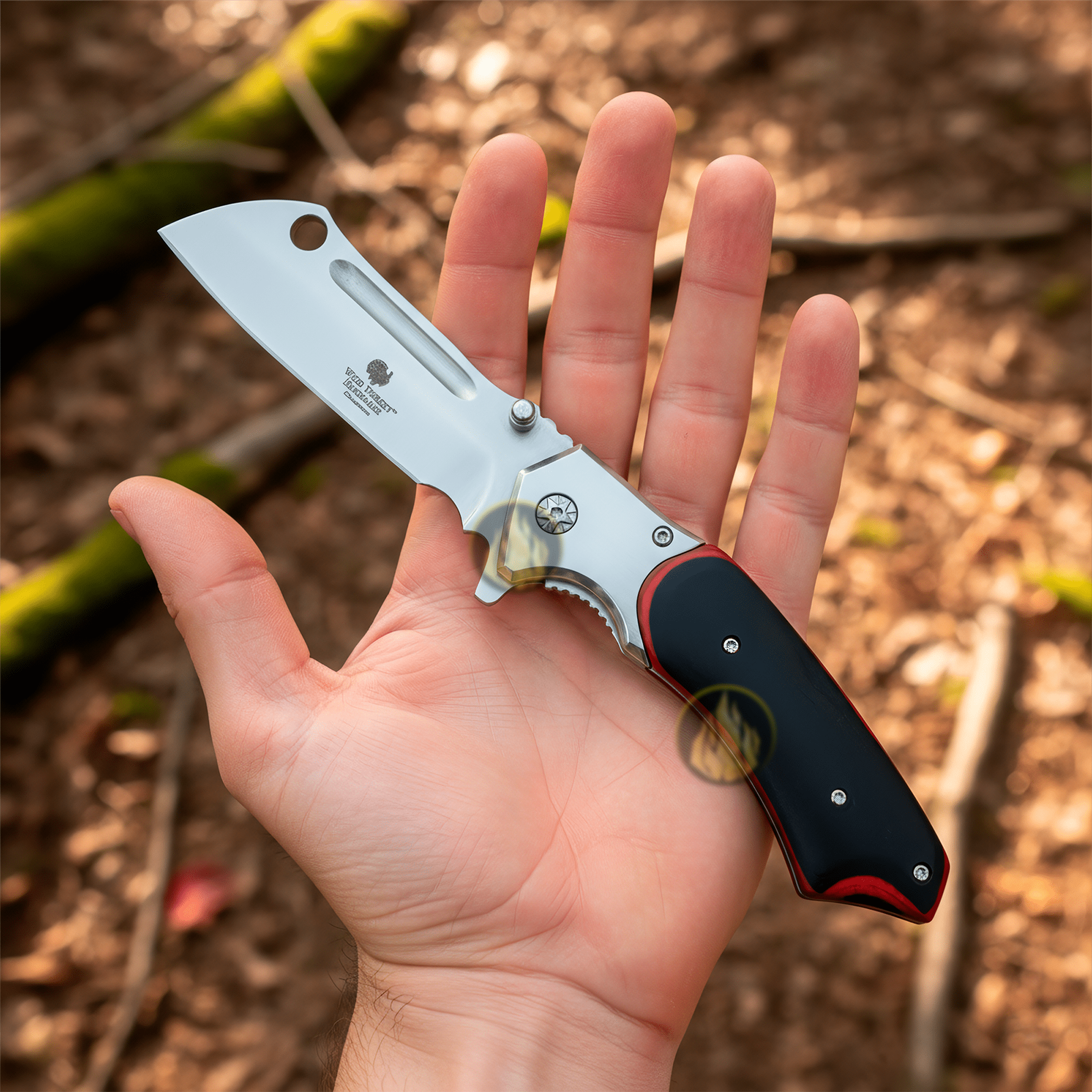 Navaja Automática Tactica Wild Turkey con hoja de acero inoxidable 420 y cachas de madera negra Navaja Automática Tactica marca Wild Turkey modelo WT-1096WD con apertura automática y clip