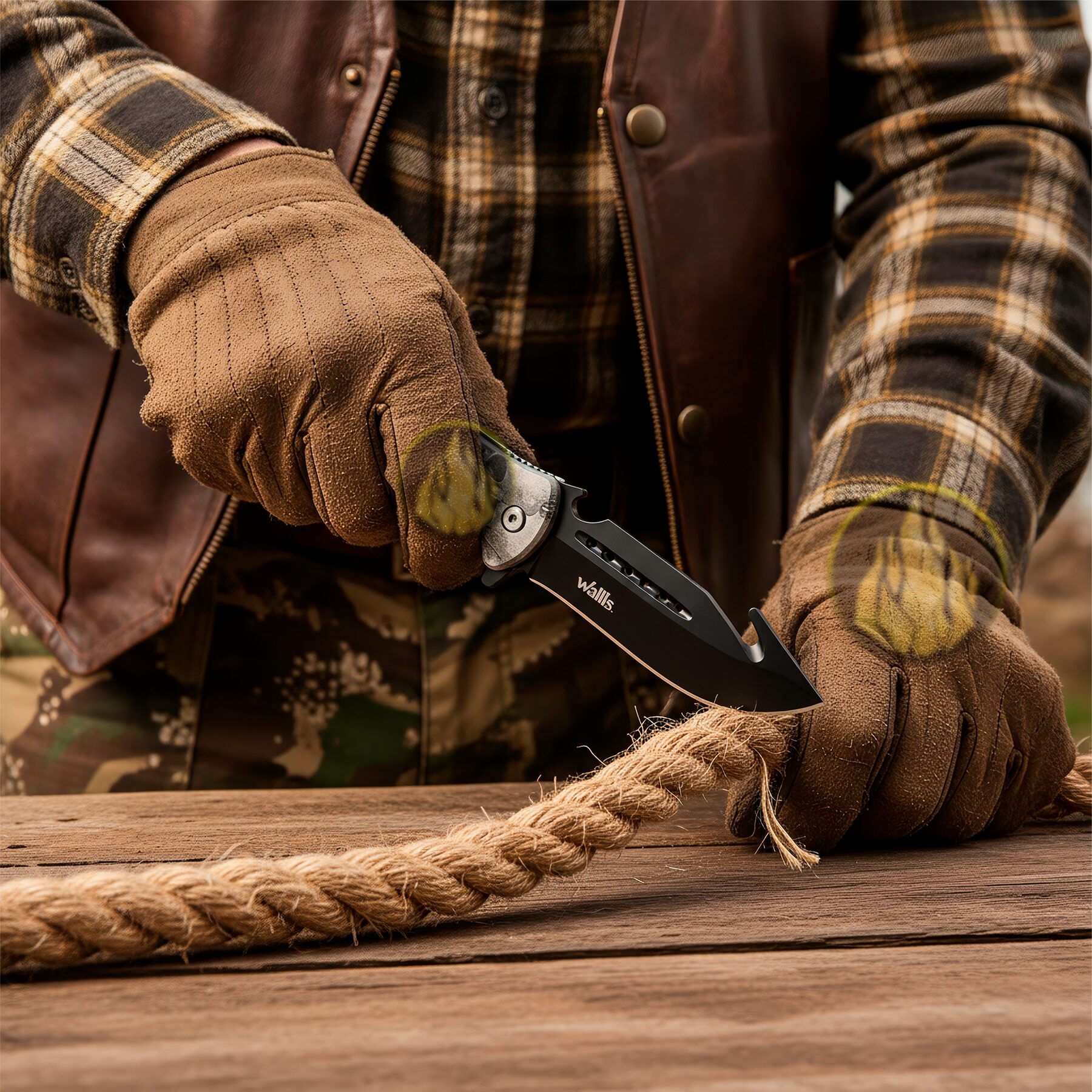 Navaja Automática Wallis modelo K900666 con diseño de calaveras negras hoja de acero inoxidable y clip para cinturón uso rudo Navaja Automática de caza Wallis con hoja desolladora de 9 cm acero inoxidable y mango táctico con diseño calaveras