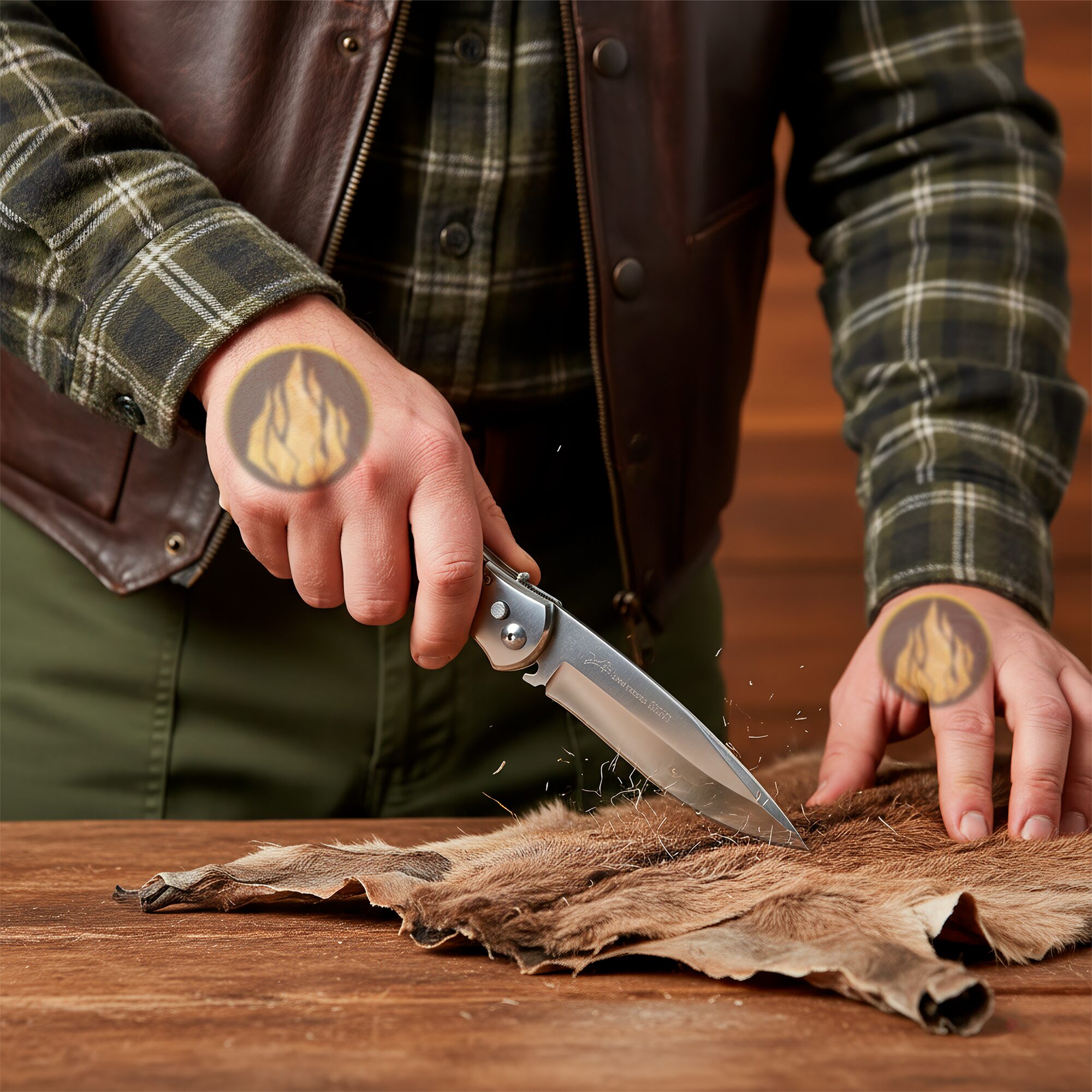 Navaja Cachas De Madera Automática Lion Tools con hoja de acero inoxidable y apertura automática uso rudo Navaja Cachas De Madera Automática marca Lion Tools modelo 9513 con mango de madera y diseño resistente