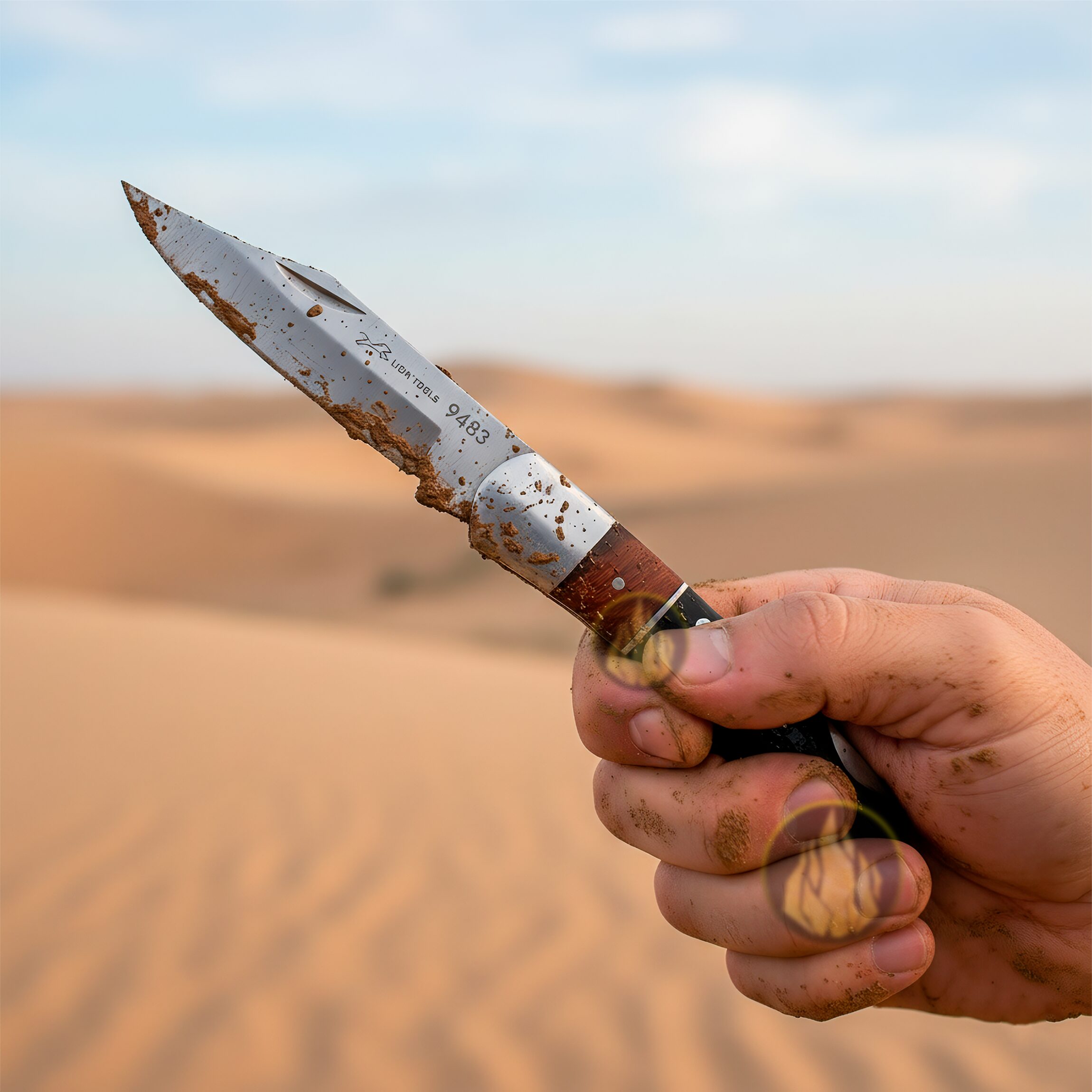 Navaja Cachas De Madera Negra Lion Tools con hoja de acero inoxidable 420 y seguro de muelle anti cierre Navaja Cachas De Madera Negra marca Lion Tools modelo 9483 con apertura manual y diseño para caza