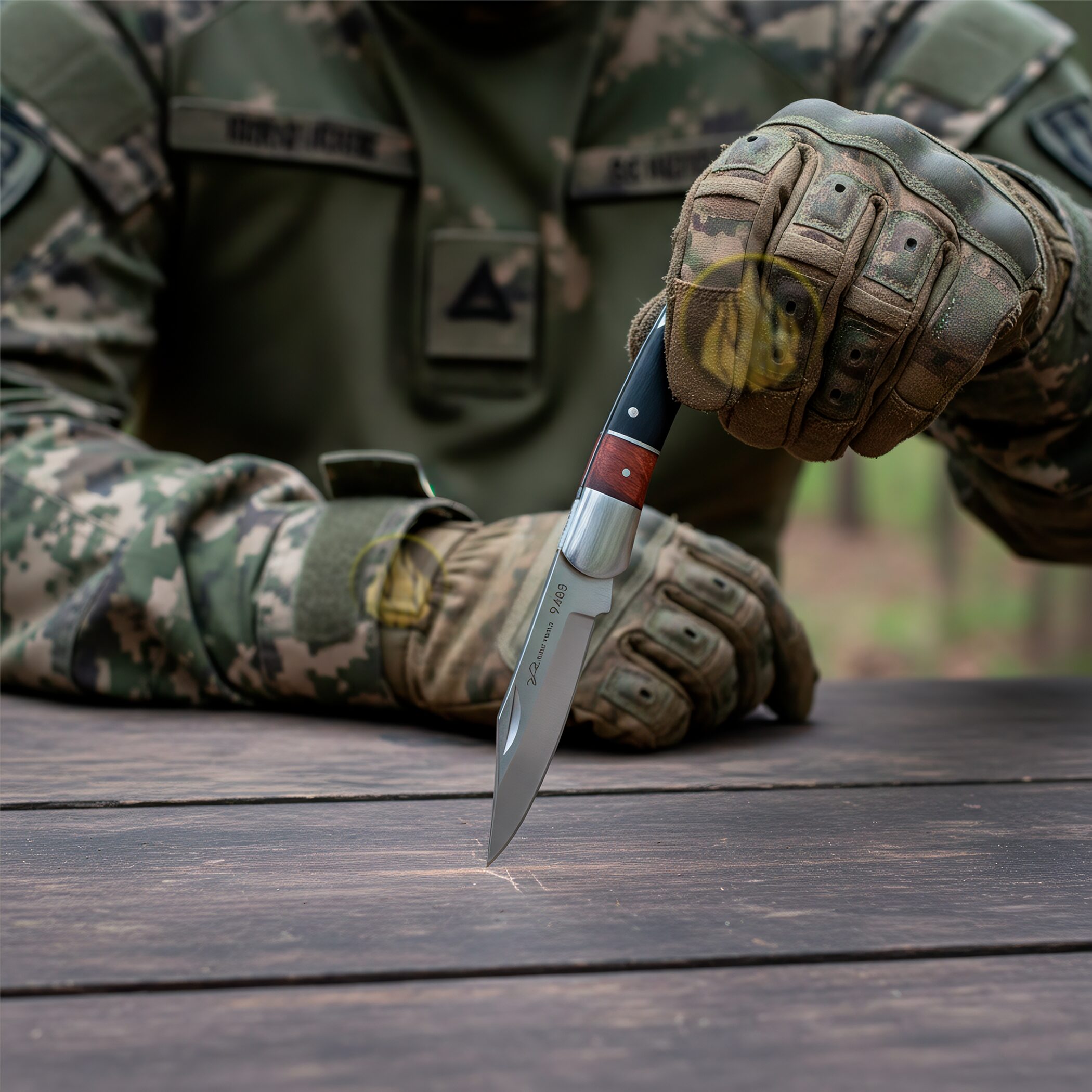 Navaja Cachas De Madera Negra Lion Tools con hoja de acero inoxidable 420 y seguro de muelle anti cierre Navaja Cachas De Madera Negra marca Lion Tools modelo 9483 con apertura manual y diseño para caza