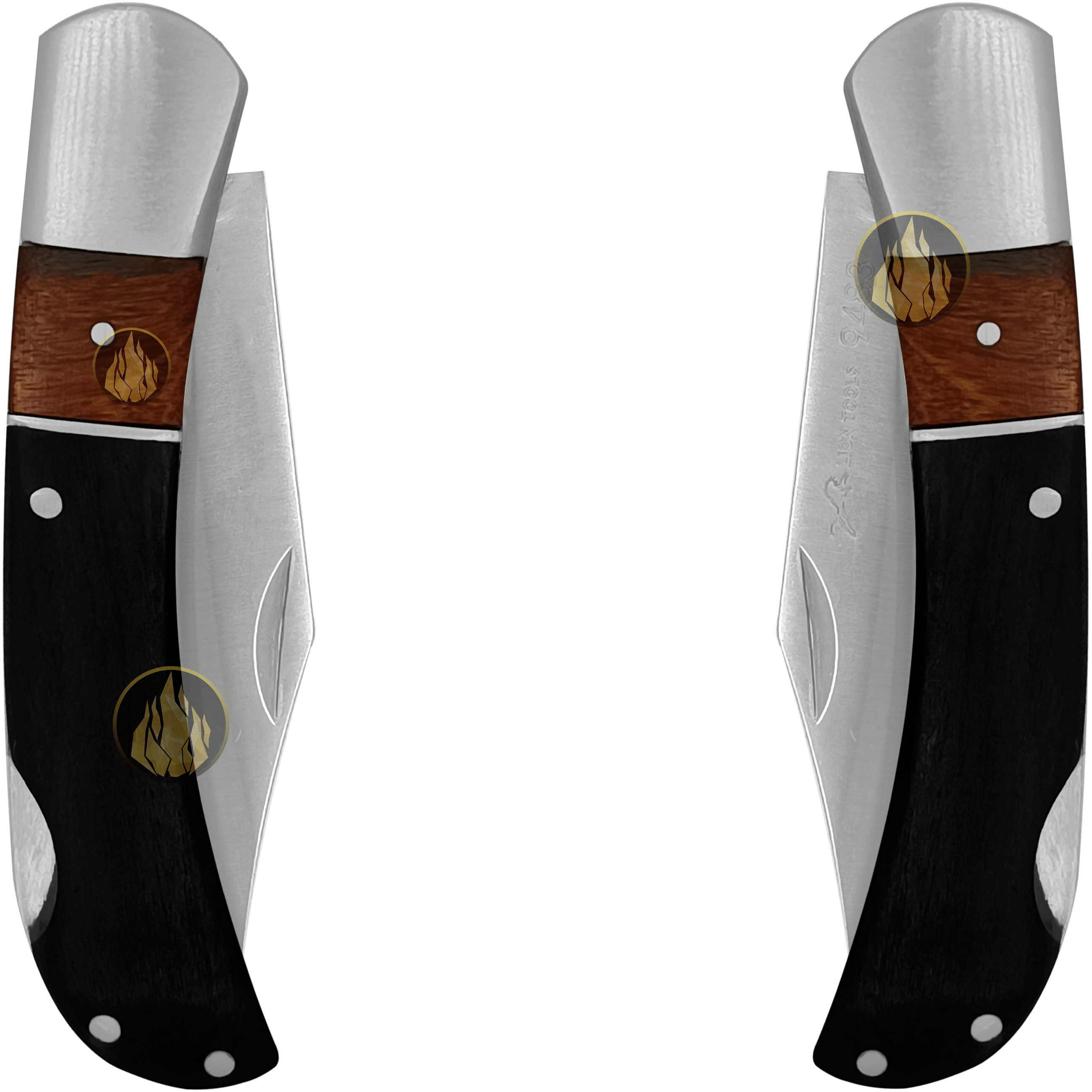 Navaja Cachas De Madera Negra Lion Tools con hoja de acero inoxidable 420 y seguro de muelle anti cierre Navaja Cachas De Madera Negra marca Lion Tools modelo 9483 con apertura manual y diseño para caza