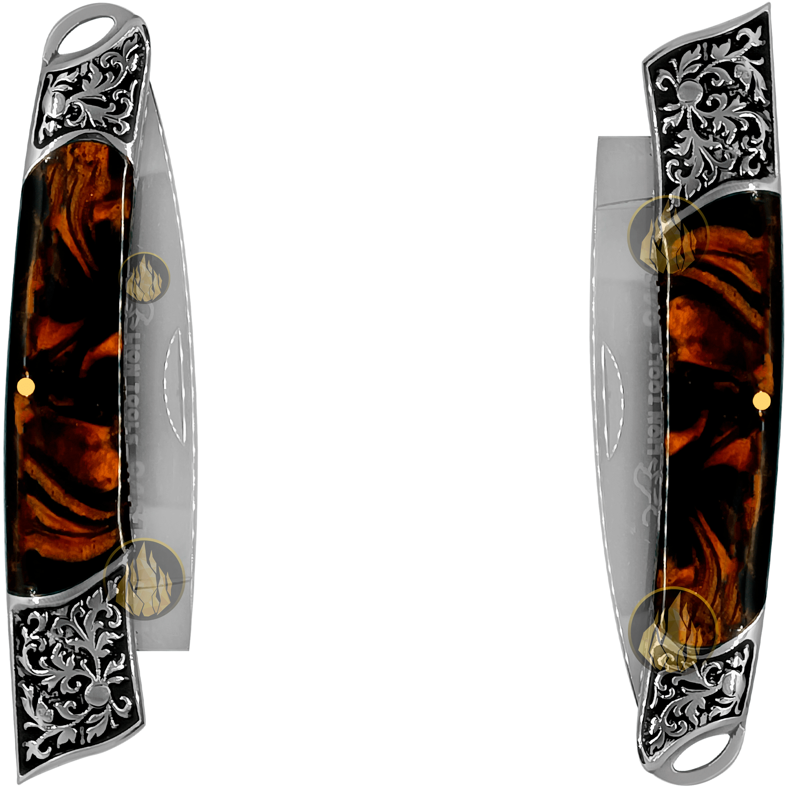 Navaja Cachas Perla Lion Tools color café con hoja de acero inoxidable 420 y bandola para transporte Navaja Cachas Perla marca Lion Tools modelo 9451 con apertura manual y seguro tipo pistón