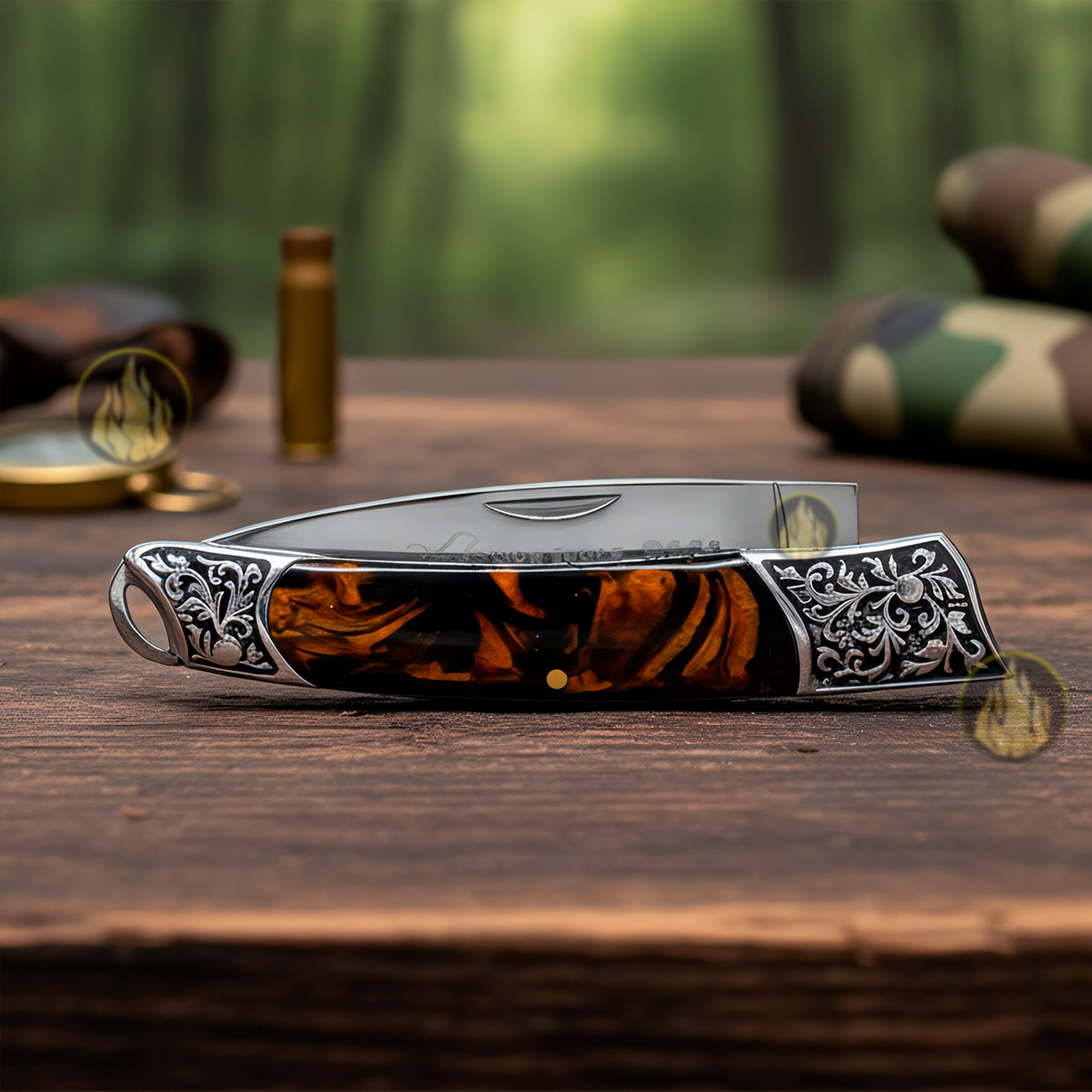 Navaja Cachas Perla Lion Tools color café con hoja de acero inoxidable 420 y bandola para transporte Navaja Cachas Perla marca Lion Tools modelo 9451 con apertura manual y seguro tipo pistón