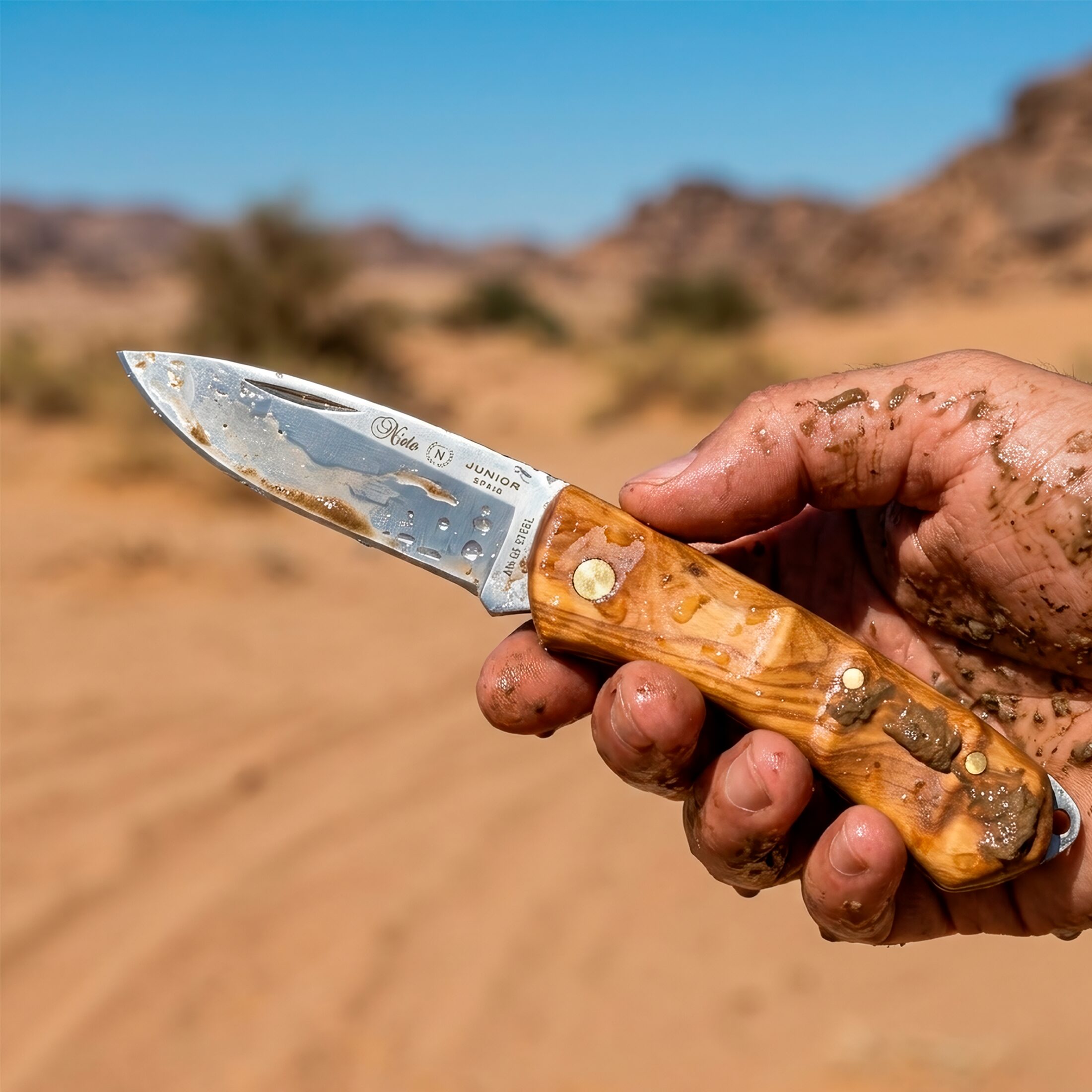 Navaja Campera Artesanal Miguel Nieto modelo 394 Junior con hoja de acero inoxidable AN58 y cachas de madera.