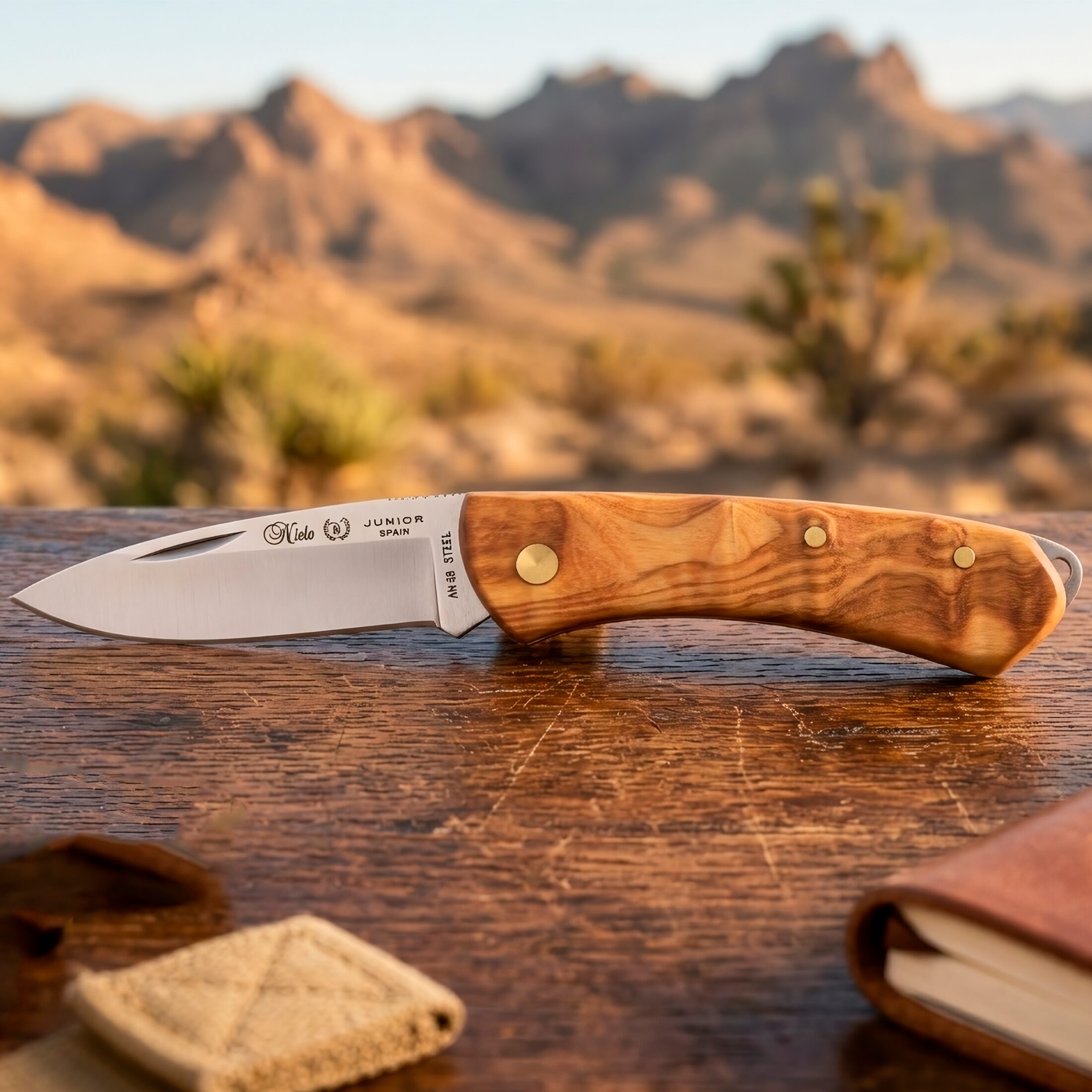 Navaja Campera Artesanal Miguel Nieto modelo 394 Junior con hoja de acero inoxidable AN58 y cachas de madera.