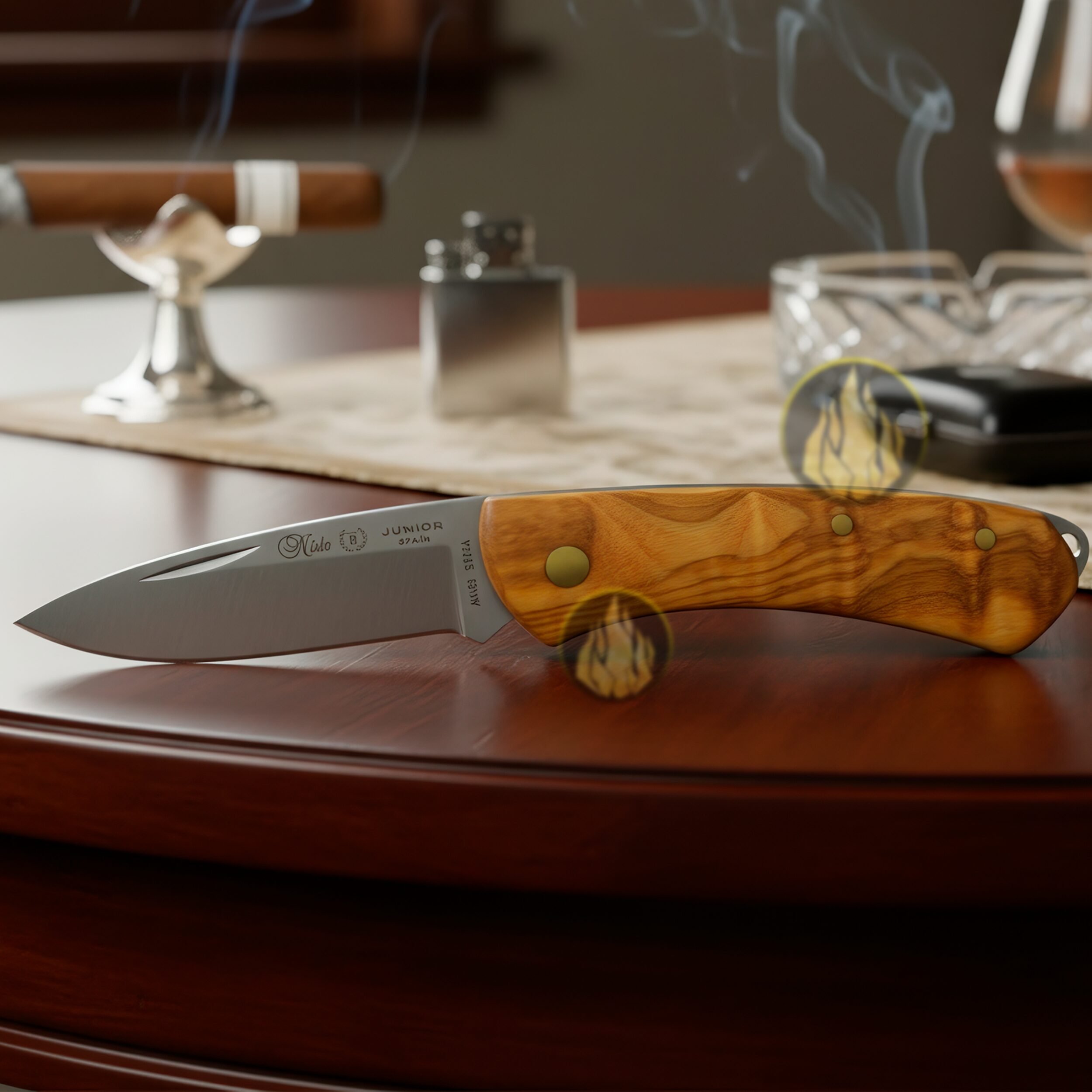 Navaja Campera Artesanal Miguel Nieto modelo 394 Junior con hoja de acero inoxidable AN58 y cachas de madera.