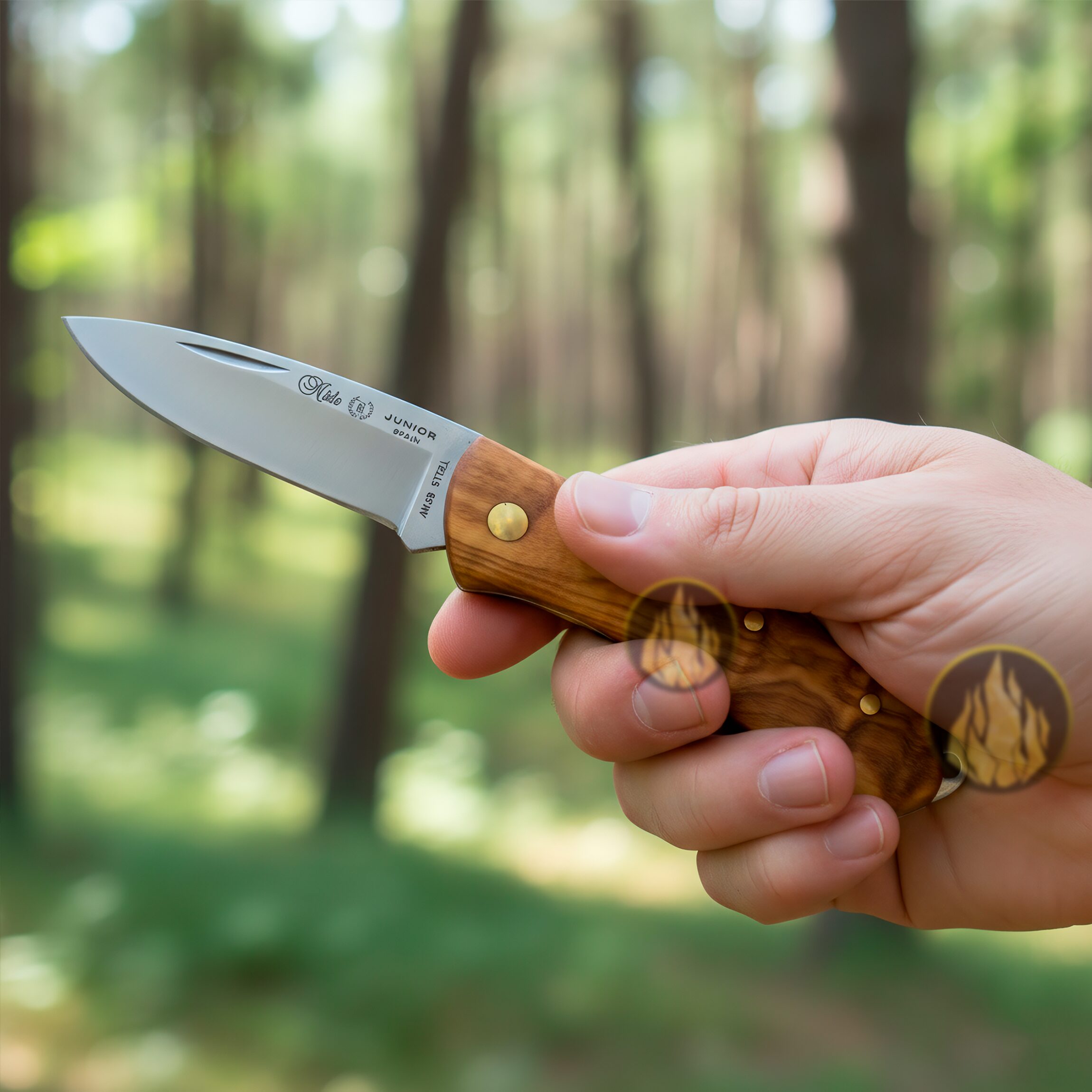 Navaja Campera Artesanal Miguel Nieto modelo 394 Junior con hoja de acero inoxidable AN58 y cachas de madera.