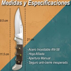 Navaja Campera Artesanal Miguel Nieto modelo 710 con hoja de acero inoxidable AN58 y seguro de muelle.