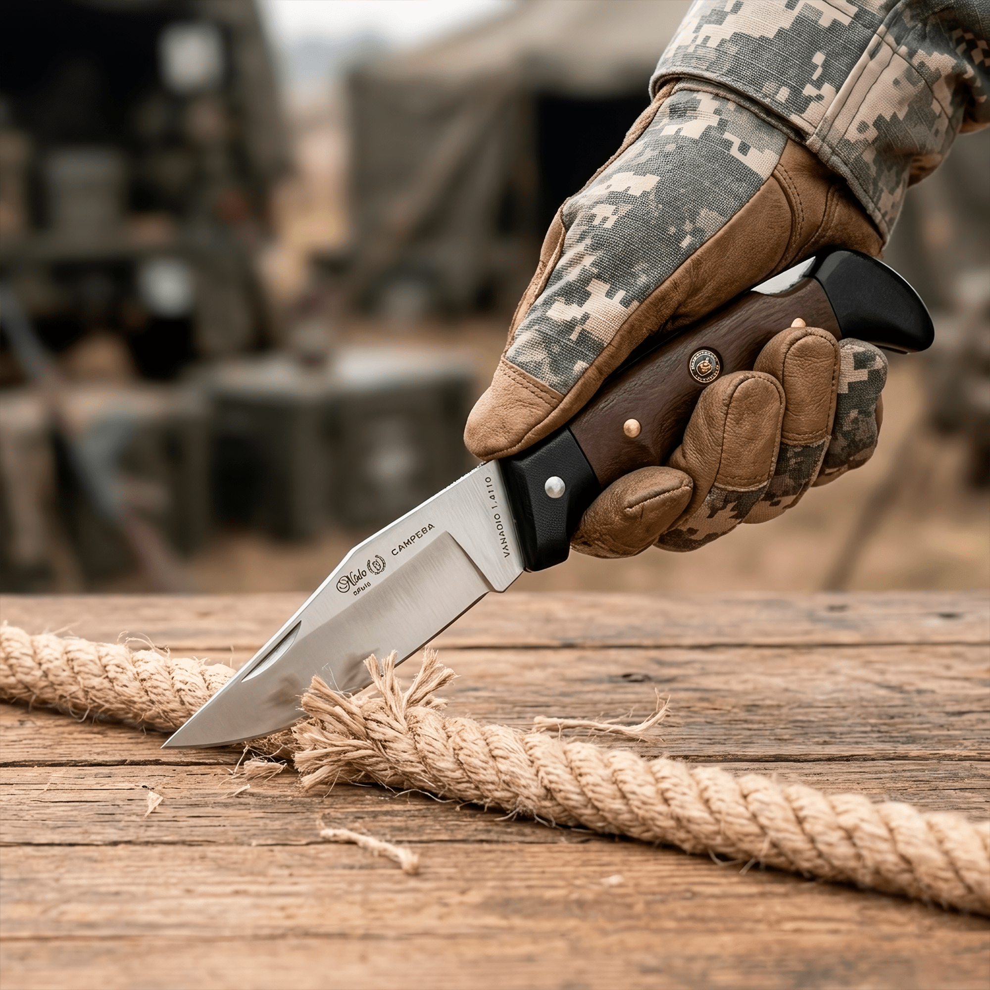 Navaja Campera Artesanal Miguel Nieto modelo 720 con hoja de acero inoxidable AN58 y seguro de muelle.