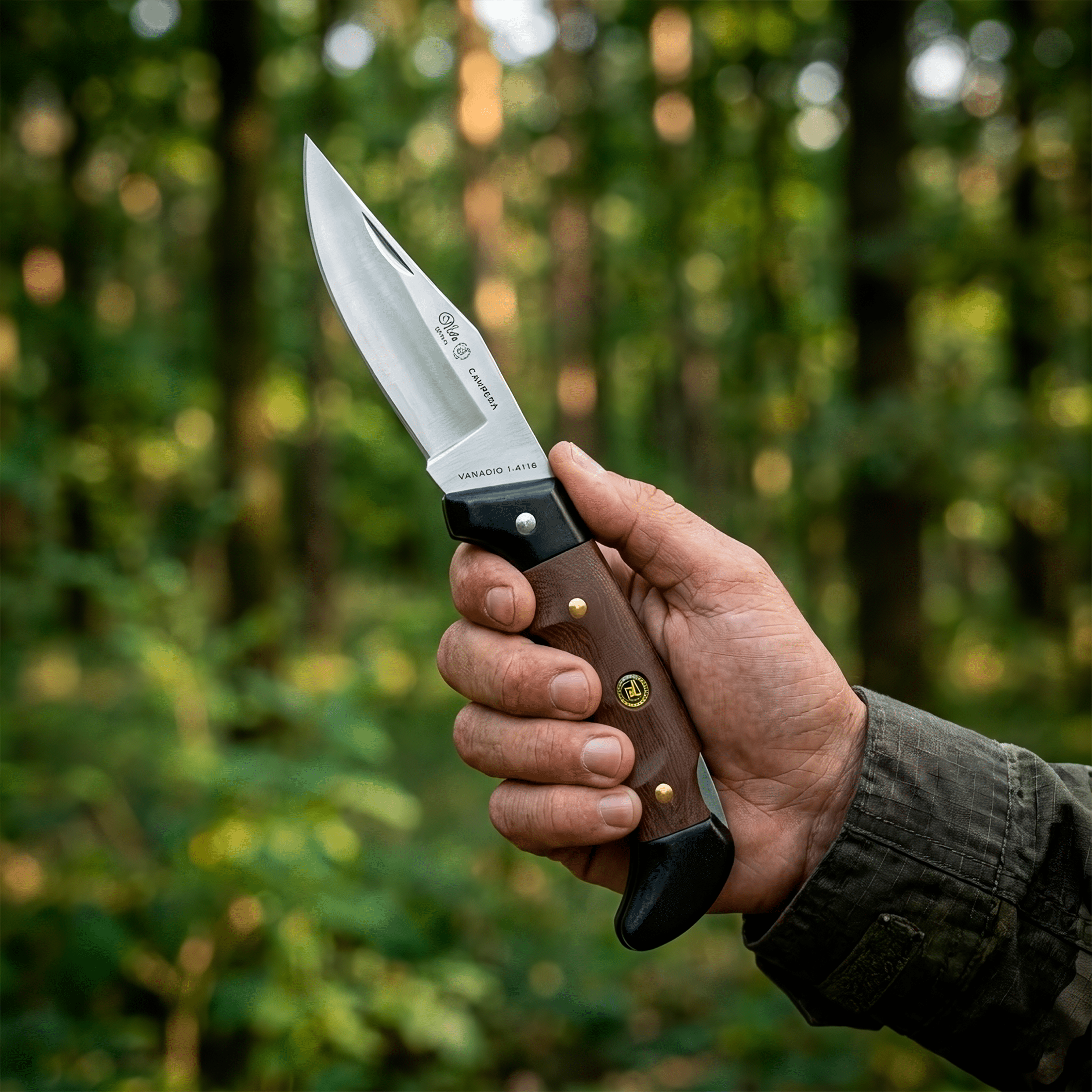 Navaja Campera Artesanal Miguel Nieto modelo 720 con hoja de acero inoxidable AN58 y seguro de muelle.