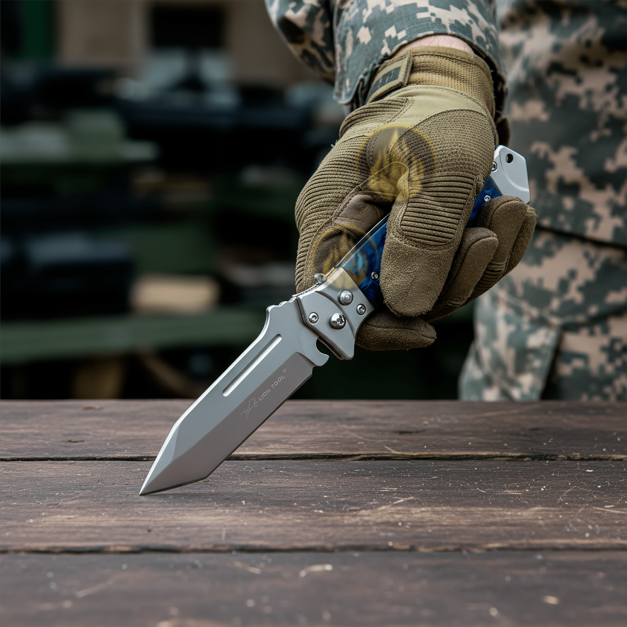 Navaja Tactica Uso Rudo Campismo Lion Tools color azul con hoja de acero inoxidable 420 y clip para cinturón. Navaja Tactica Uso Rudo Campismo marca Lion Tools modelo 7085 con hoja afilada de 8.5 cm y diseño plegable.