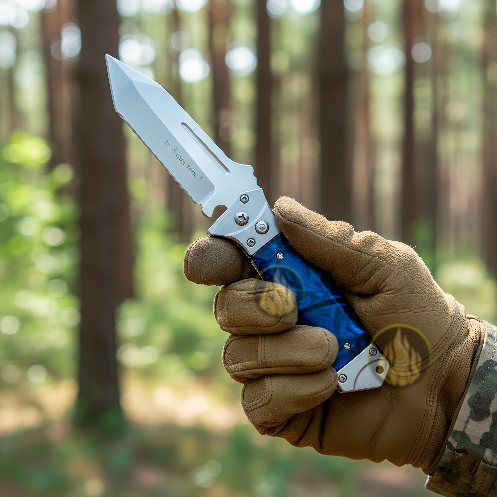 Navaja Tactica Uso Rudo Campismo Lion Tools color azul con hoja de acero inoxidable 420 y clip para cinturón. Navaja Tactica Uso Rudo Campismo marca Lion Tools modelo 7085 con hoja afilada de 8.5 cm y diseño plegable.