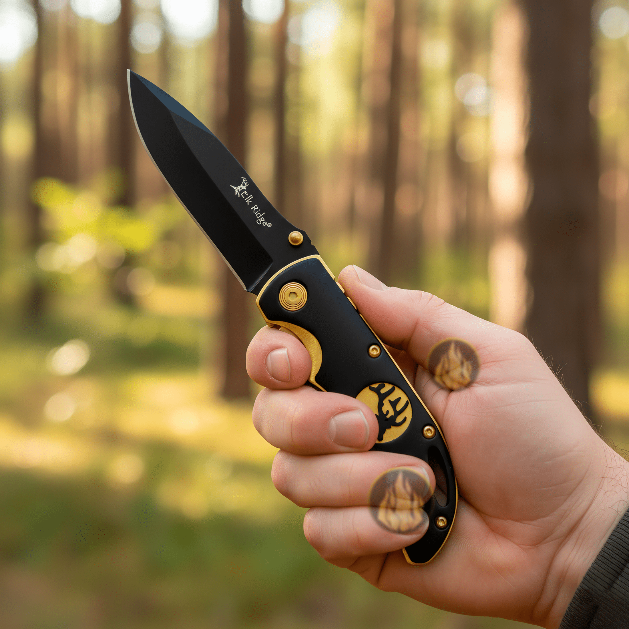 Navaja Clásica Premium Uso Rudo Elk Ridge con hoja de acero inoxidable y clip táctico para cinturón Navaja Clásica Premium Uso Rudo marca Elk Ridge modelo ER-134 con apertura manual y seguro anti cierre