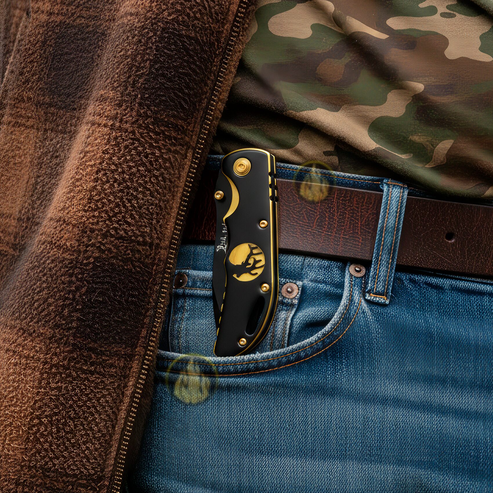 Navaja Clásica Premium Uso Rudo Elk Ridge con hoja de acero inoxidable y clip táctico para cinturón Navaja Clásica Premium Uso Rudo marca Elk Ridge modelo ER-134 con apertura manual y seguro anti cierre