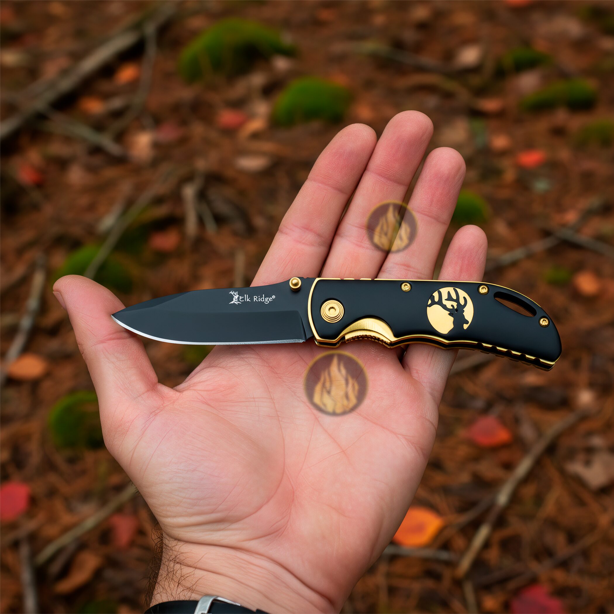 Navaja Clásica Premium Uso Rudo Elk Ridge con hoja de acero inoxidable y clip táctico para cinturón Navaja Clásica Premium Uso Rudo marca Elk Ridge modelo ER-134 con apertura manual y seguro anti cierre