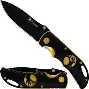 Navaja Clásica Premium Uso Rudo Elk Ridge con hoja de acero inoxidable y clip táctico para cinturón Navaja Clásica Premium Uso Rudo marca Elk Ridge modelo ER-134 con apertura manual y seguro anti cierre