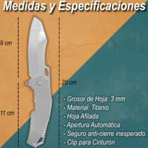 Navaja De Titanio Automatica Razor Tactical con clip para cinturón y hoja afilada modelo RT-7112SL Navaja De Titanio Automatica Razor Tactical táctica militar con apertura automática y seguro