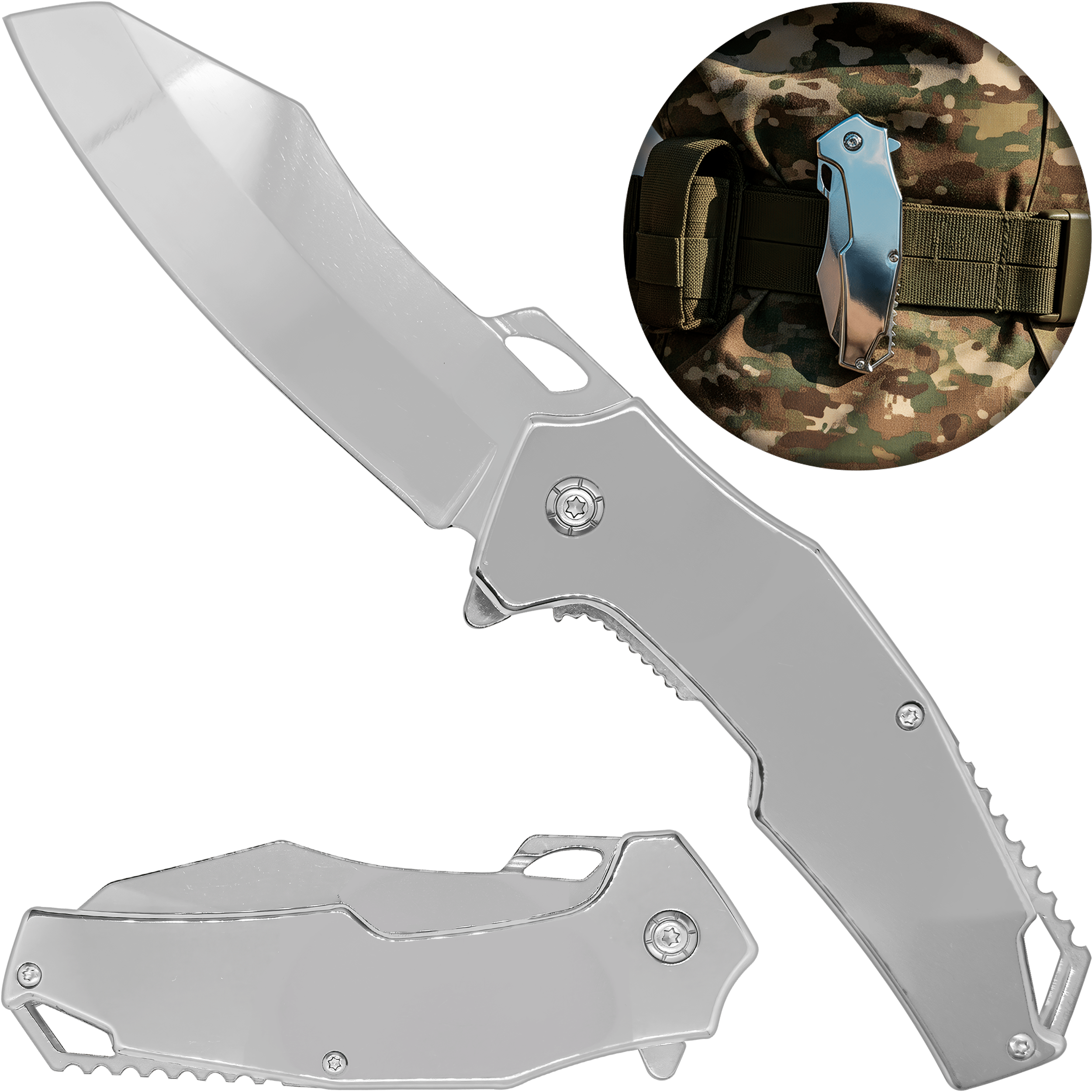 Navaja De Titanio Automatica Razor Tactical con clip para cinturón y hoja afilada modelo RT-7112SL Navaja De Titanio Automatica Razor Tactical táctica militar con apertura automática y seguro