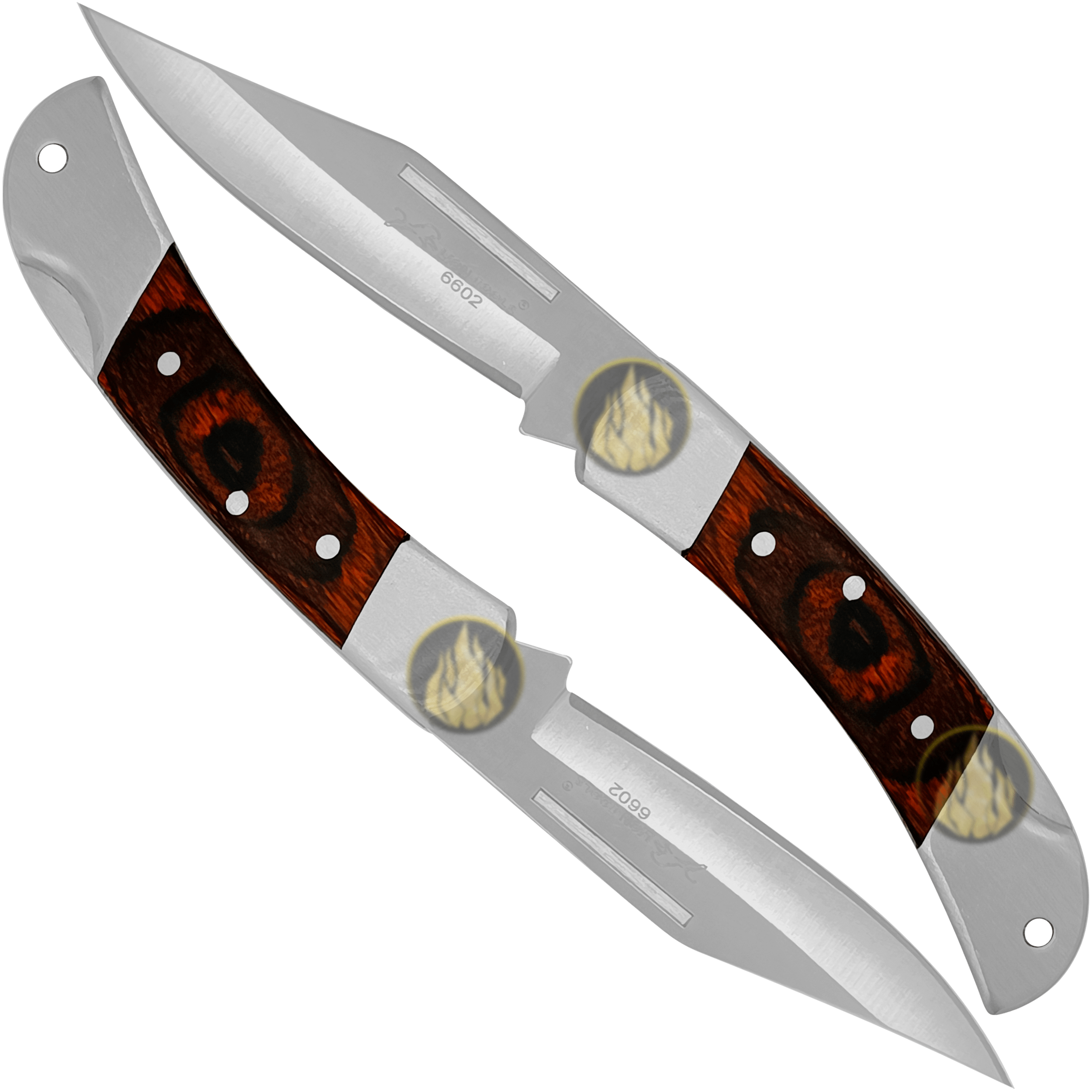 Navaja Mango De Madera Lion Tools modelo 6602 con hoja de acero inoxidable 420 y sistema de muelle para uso rudo y caza.