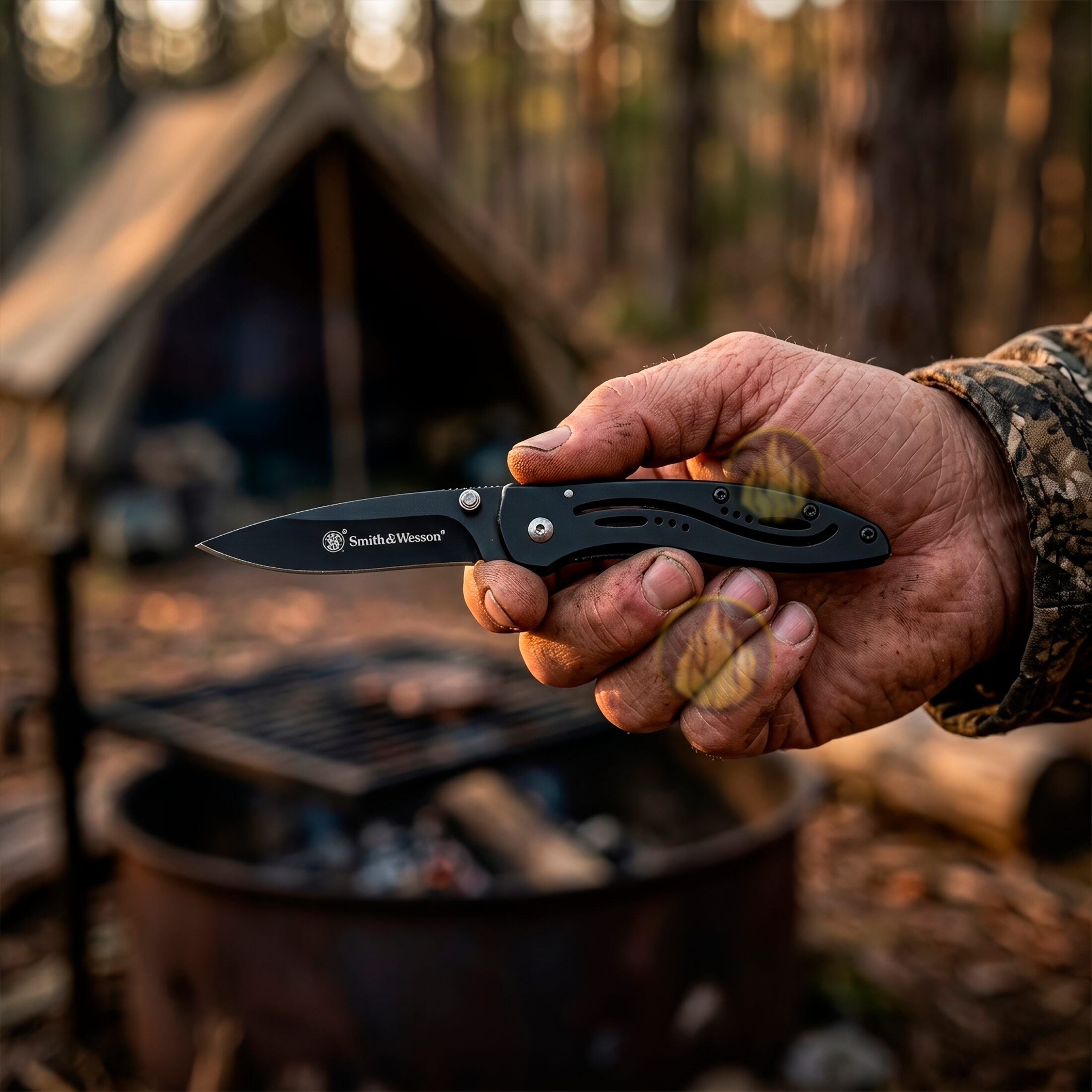 Navaja Smith & Wesson Framelock Folding modelo Little Pal CKLPB con hoja de 5.2 cm y mango ergonómico.