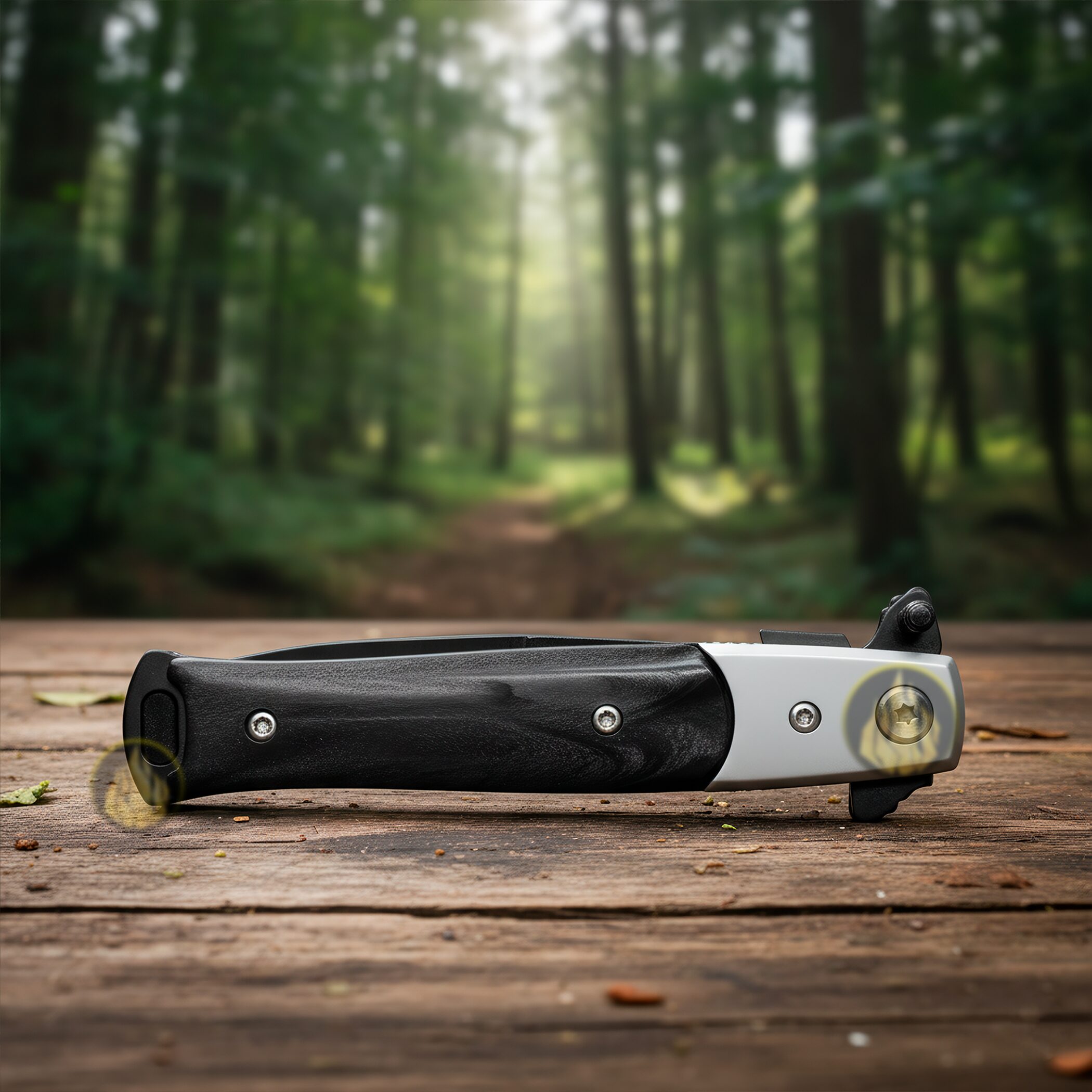 Navaja Stiletto Automática Tac-Force modelo TF-438BP con cachas nacar negro hoja de acero inoxidable 420 y clip para cinturón Navaja Stiletto Automática estilo italiano clásico con apertura automática hoja lisa afilada marca Tac-Force modelo TF-438BP