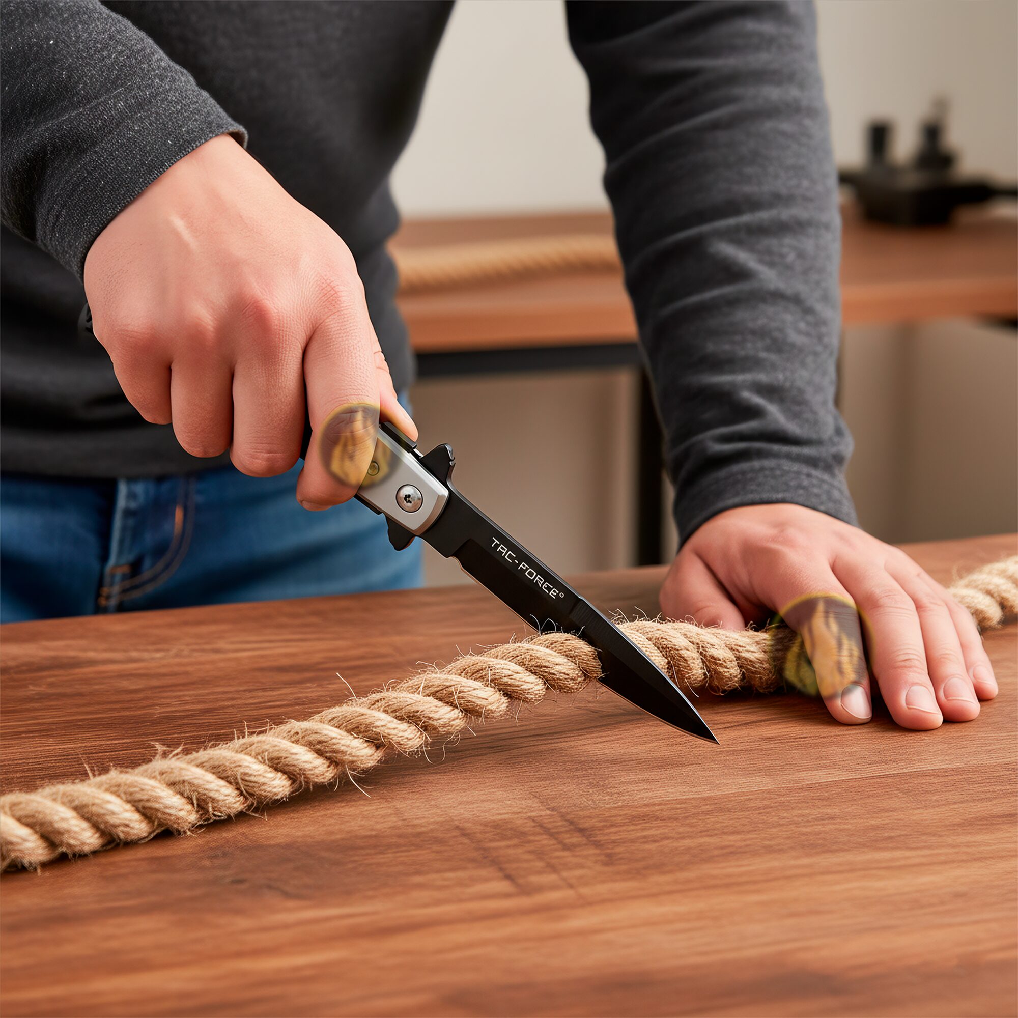 Navaja Stiletto Automática Tac-Force modelo TF-438BP con cachas nacar negro hoja de acero inoxidable 420 y clip para cinturón Navaja Stiletto Automática estilo italiano clásico con apertura automática hoja lisa afilada marca Tac-Force modelo TF-438BP