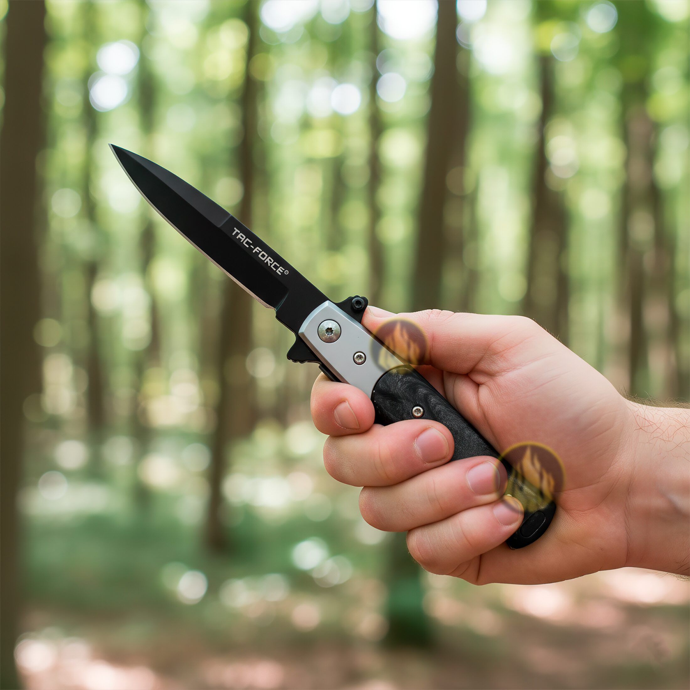 Navaja Stiletto Automática Tac-Force modelo TF-438BP con cachas nacar negro hoja de acero inoxidable 420 y clip para cinturón Navaja Stiletto Automática estilo italiano clásico con apertura automática hoja lisa afilada marca Tac-Force modelo TF-438BP