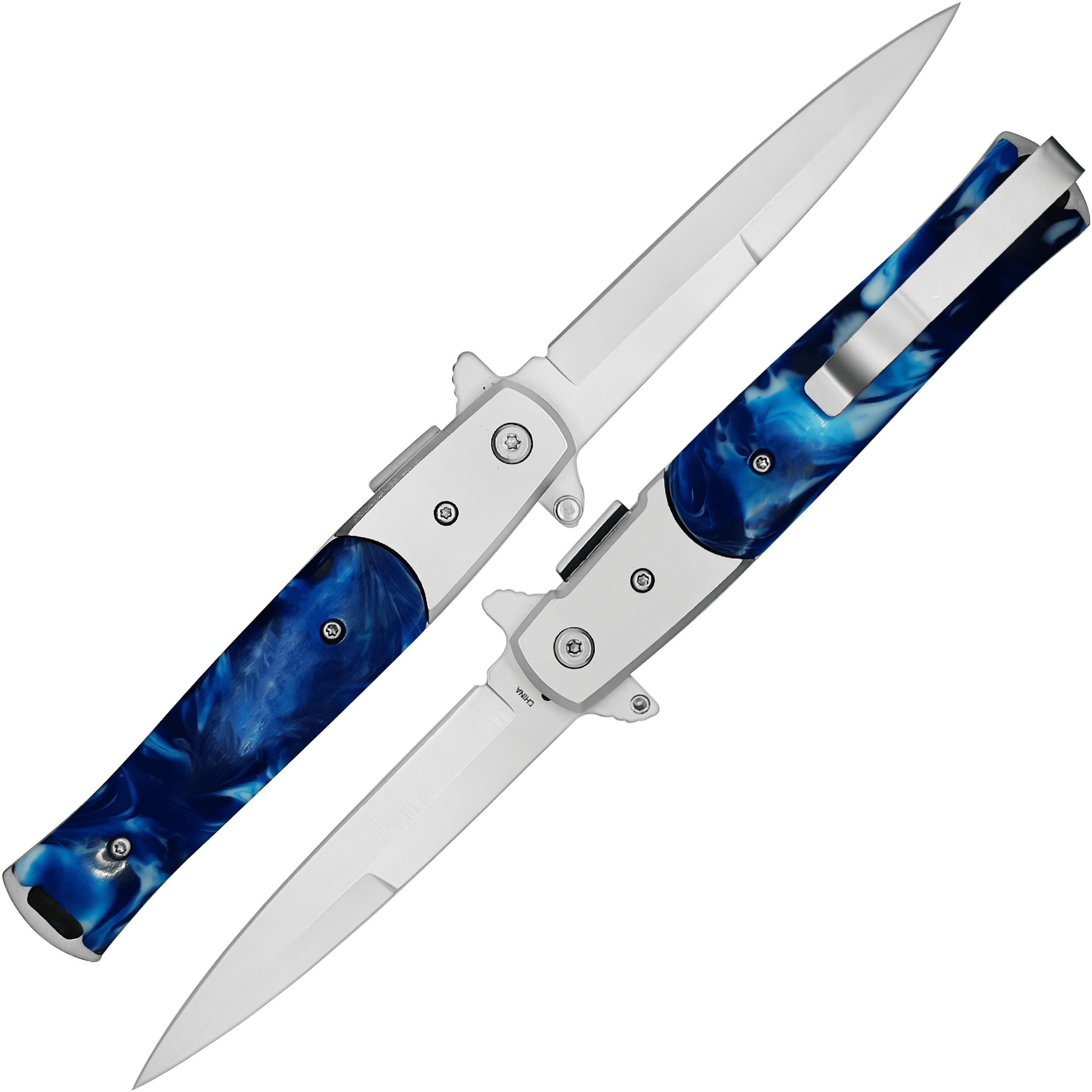Navaja Stiletto Automática Clásica Razor Tactical con hoja de acero inoxidable 440 y diseño italiano RT 7033BL