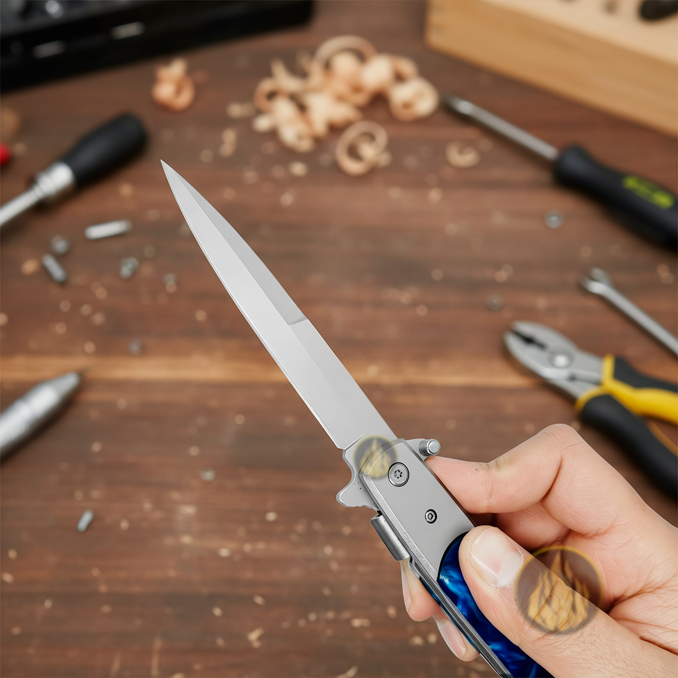 Navaja Stiletto Automática Clásica Razor Tactical con hoja de acero inoxidable 440 y diseño italiano RT 7033BL