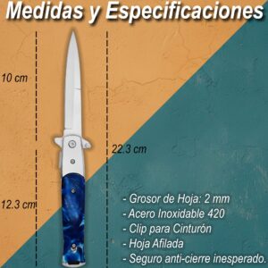 Navaja Stiletto Automática Clásica Razor Tactical con hoja de acero inoxidable 440 y diseño italiano RT 7033BL