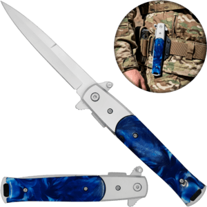 Navaja Stiletto Automática Clásica Razor Tactical con hoja de acero inoxidable 440 y diseño italiano RT 7033BL