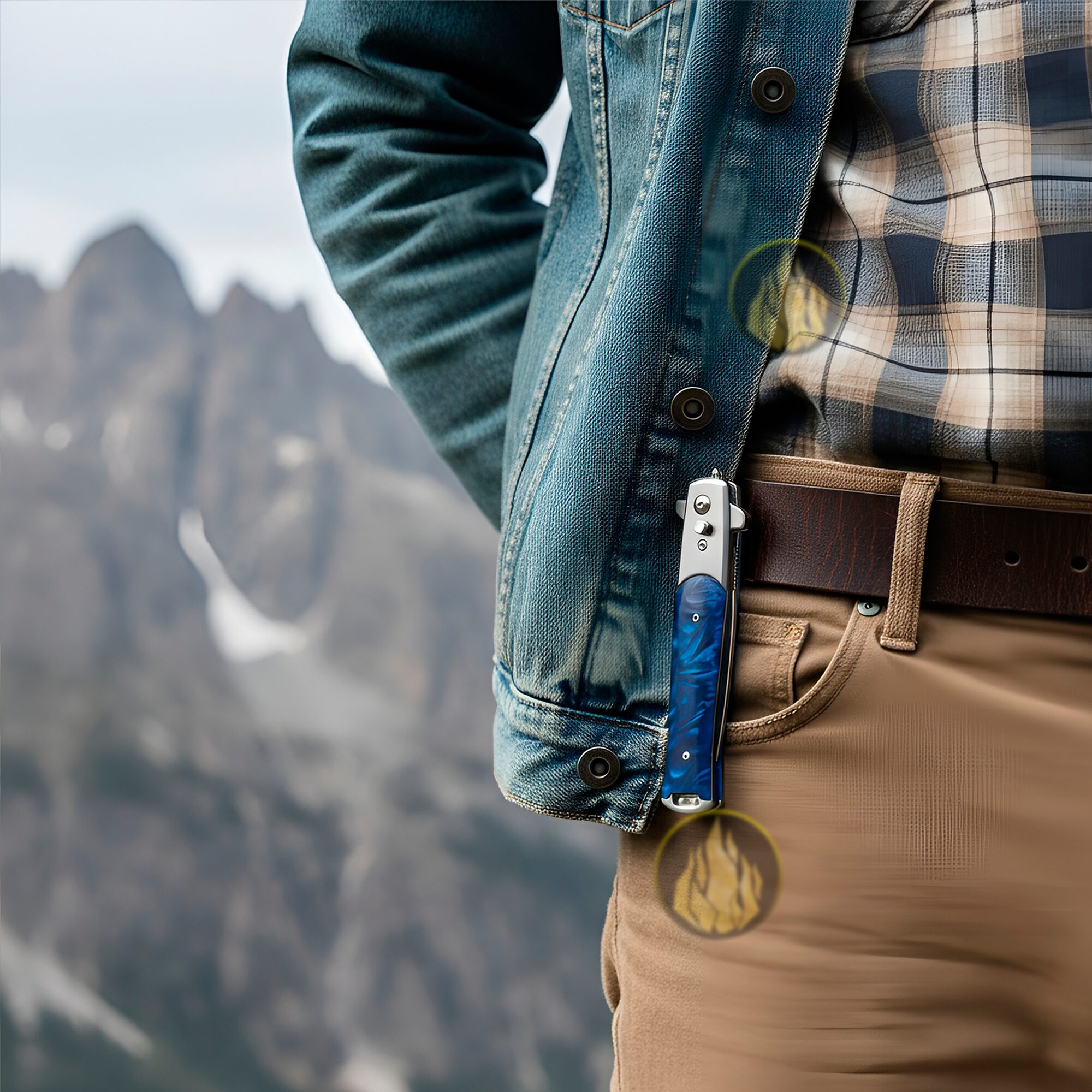 Navaja Stiletto Automática Lion Tools con apertura de botón y hoja de acero inoxidable 440 color azul Navaja Stiletto Automática marca Lion Tools con cachas nacar azul y clip para cinturón estilo italiano 7086