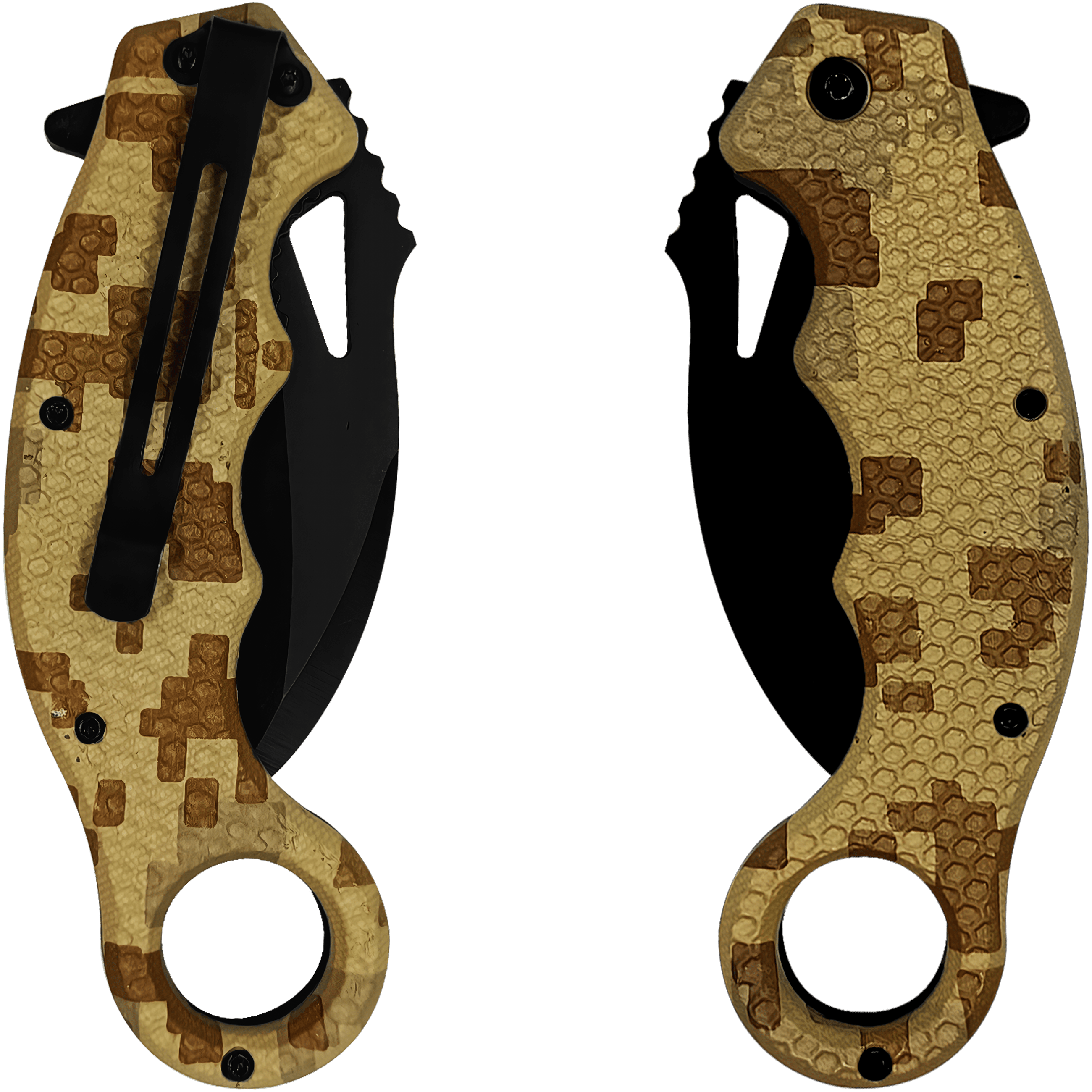 Navaja Automatica Karambit marca Lion Tools modelo 9456 con hoja afilada curva estilo karambit y mango ergonómico táctico.