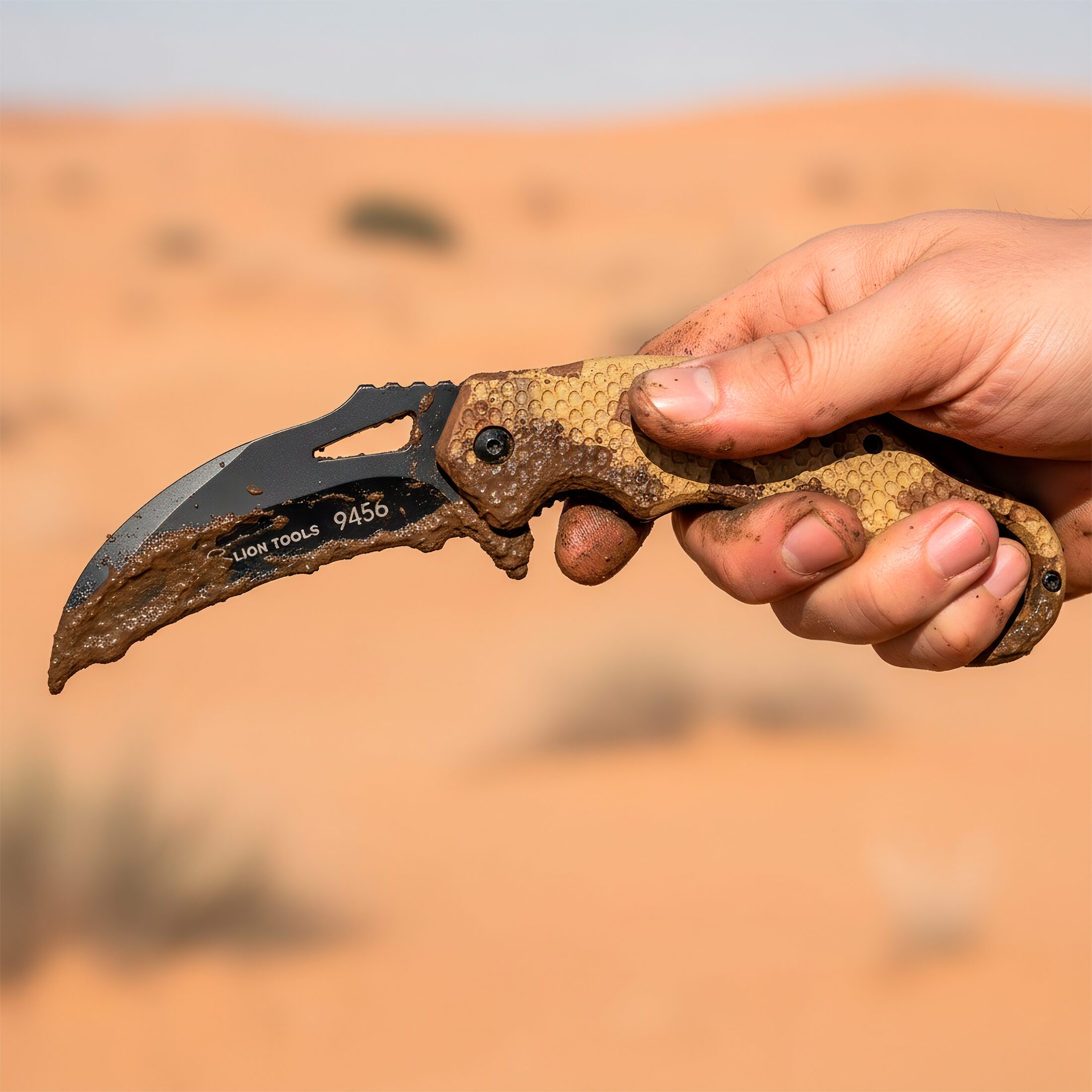 Navaja Automatica Karambit marca Lion Tools modelo 9456 con hoja afilada curva estilo karambit y mango ergonómico táctico.