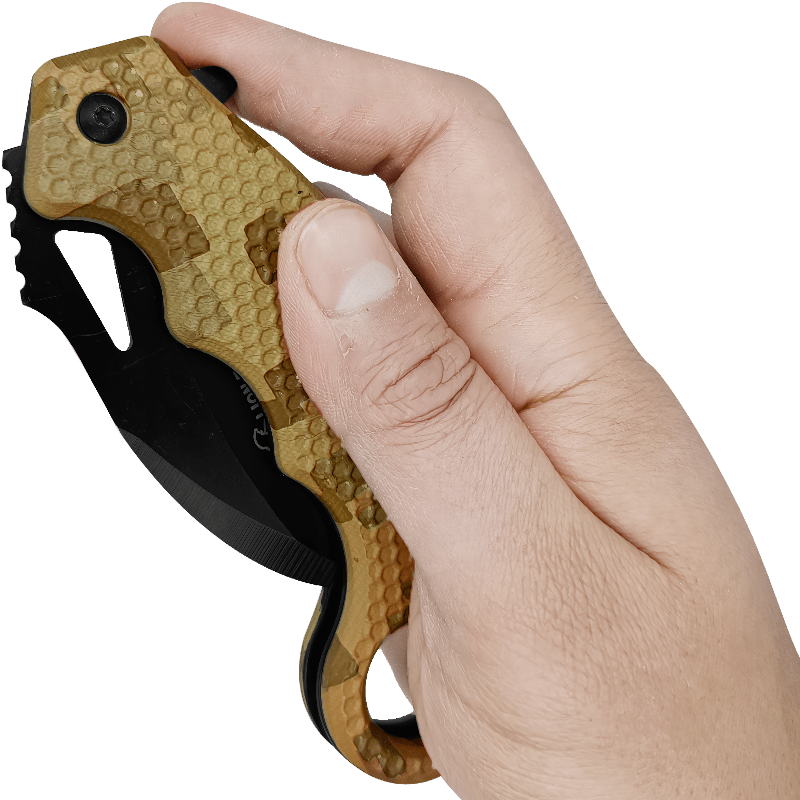Navaja Automatica Karambit marca Lion Tools modelo 9456 con hoja afilada curva estilo karambit y mango ergonómico táctico.