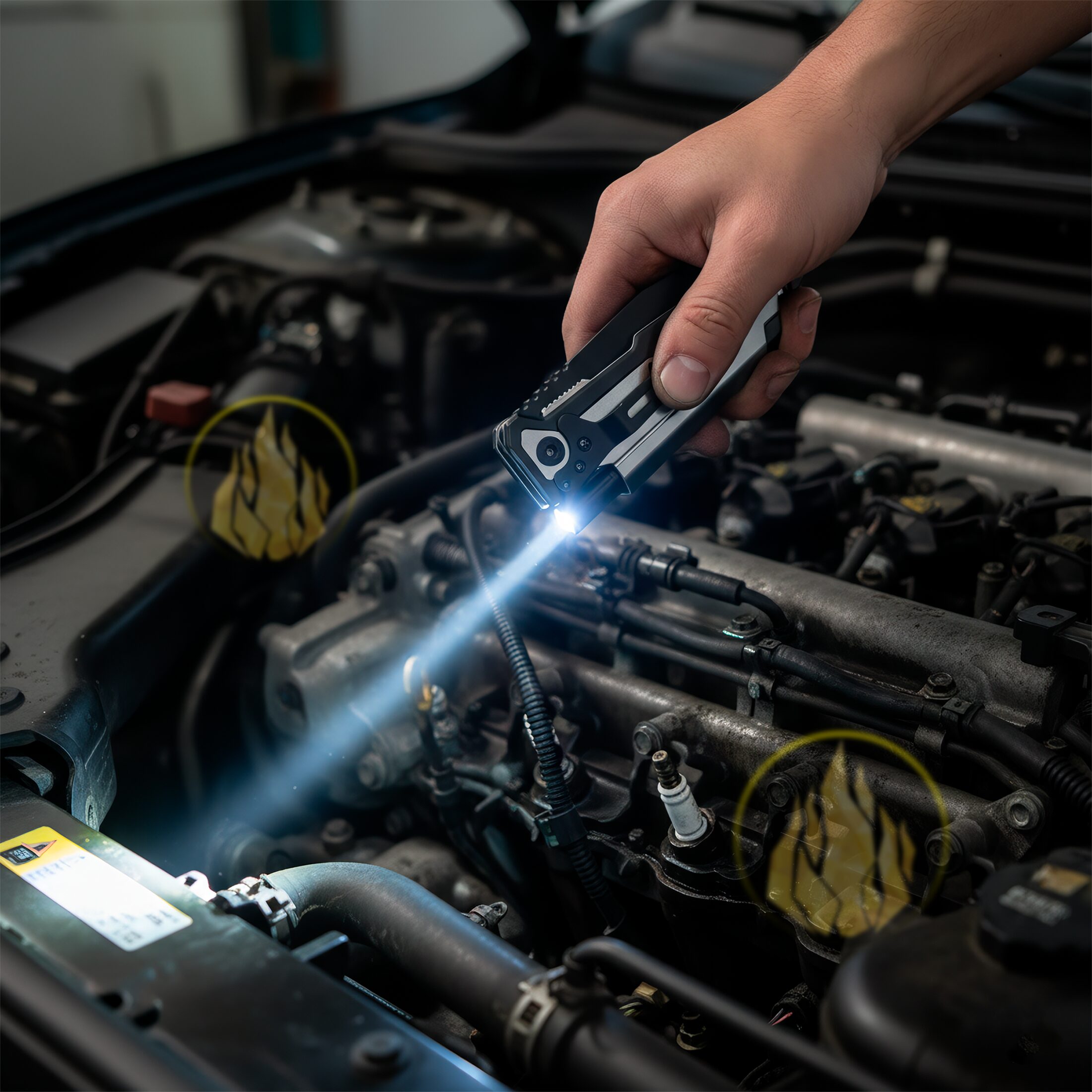 Navaja Táctica Supervivencia Wallis modelo K900646 con lámpara de emergencia y pedernal para fuego