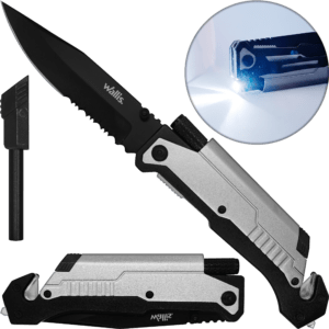 Navaja Táctica Supervivencia Wallis modelo K900646 con lámpara de emergencia y pedernal para fuego