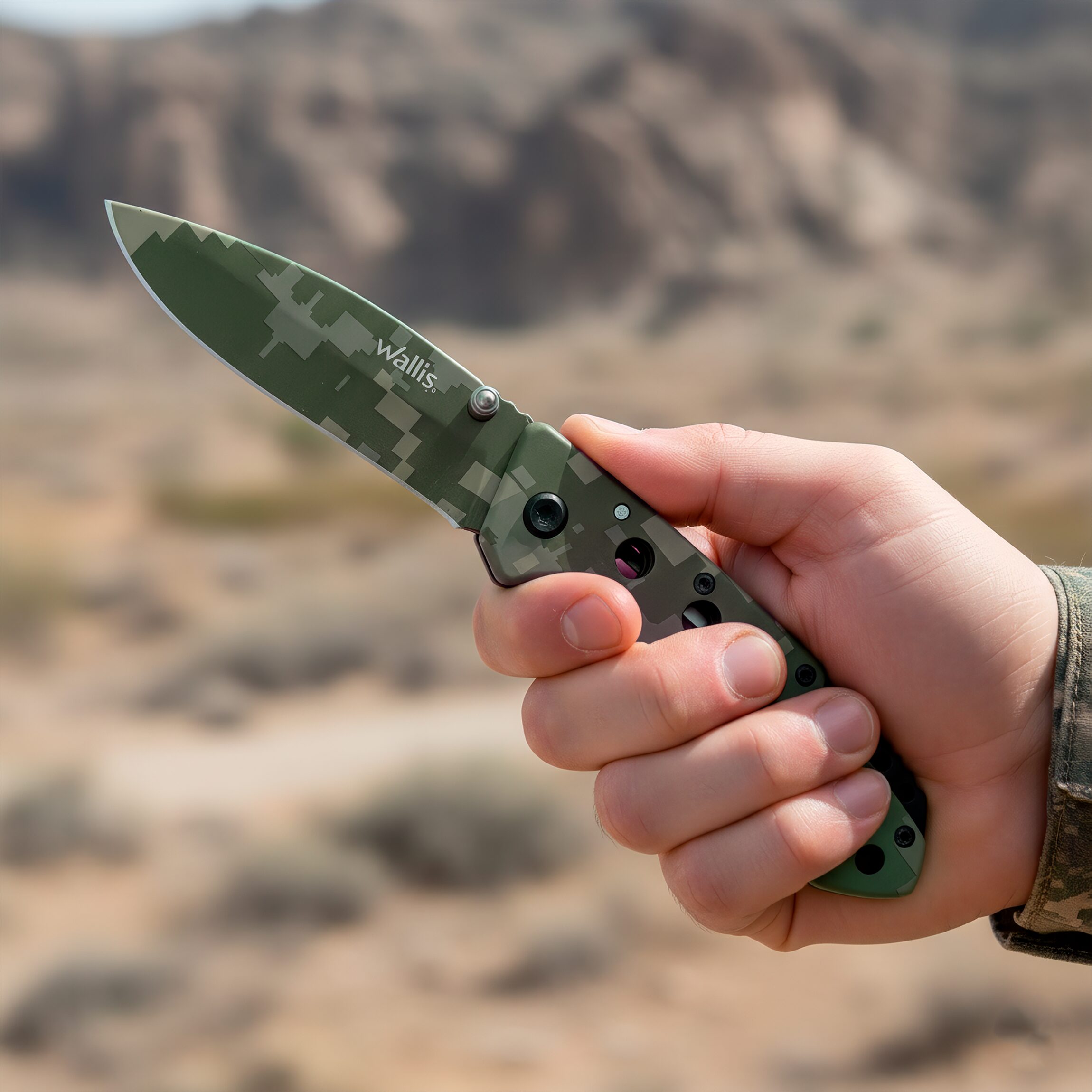 Navaja de Uso Rudo Militar Camuflaje Verde Clip Caza Wallis - Imagen 12